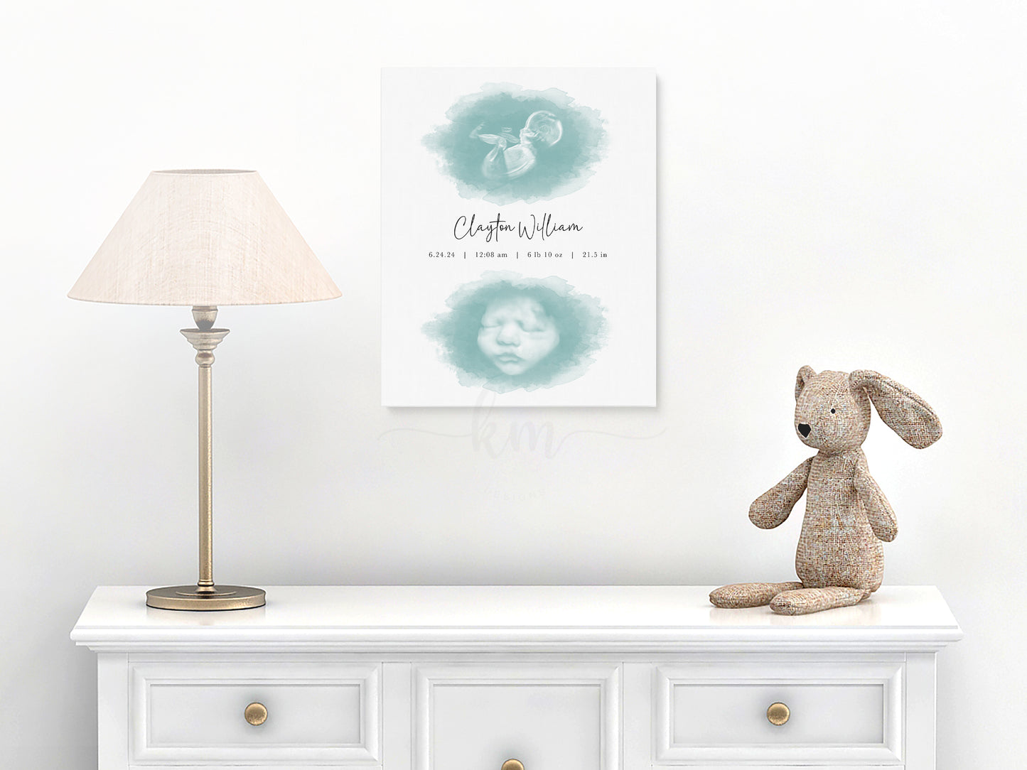 Custom two ovals twins ultrasound art – memorial or new mom gift