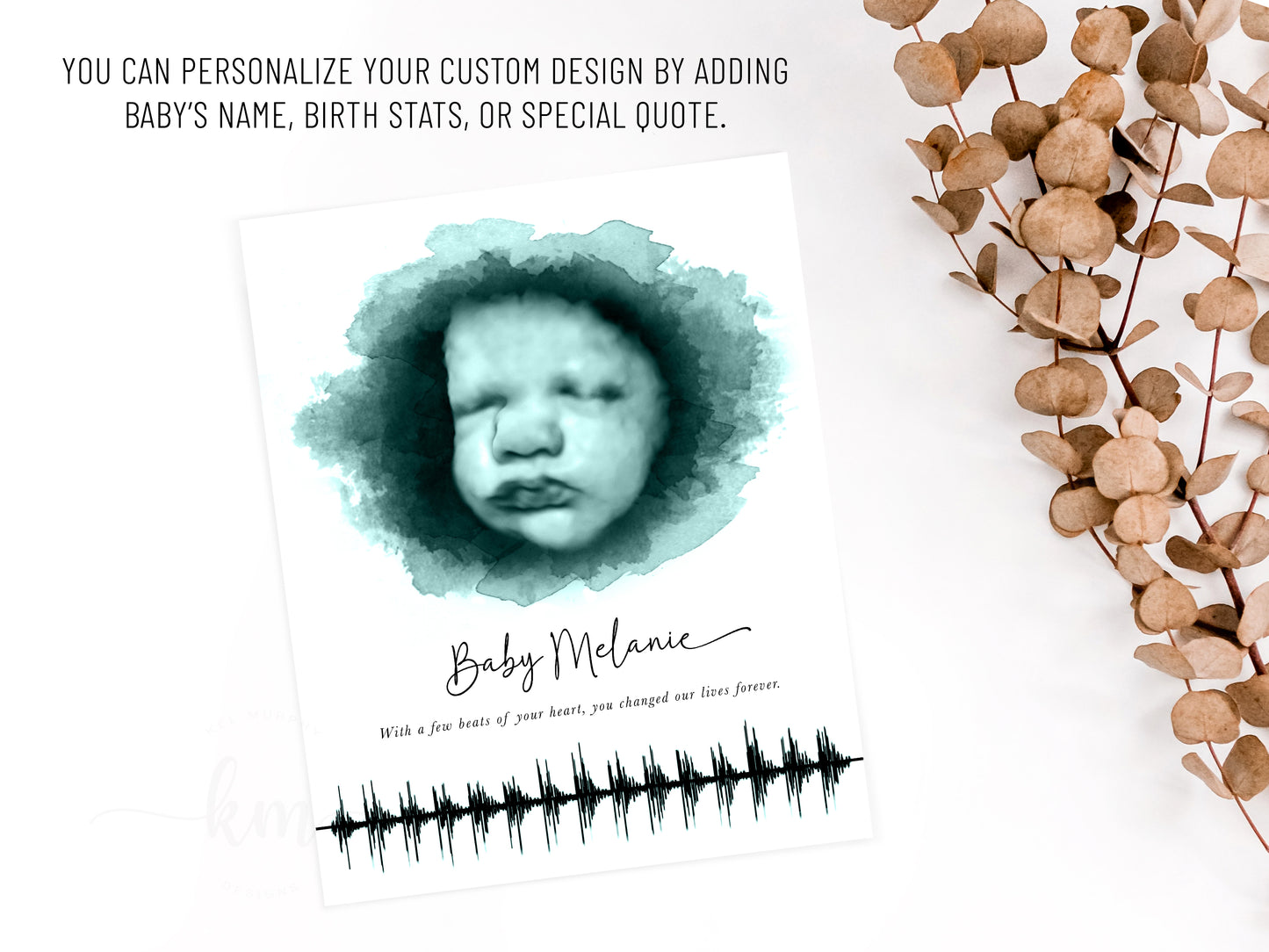 Soundwave ultrasound keepsake with baby photo – ideal for honoring pregnancy or loss