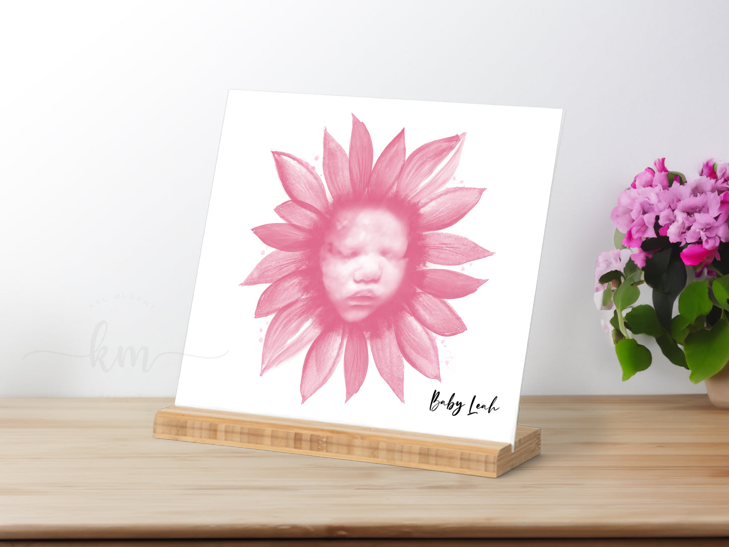 Sunflower ultrasound keepsake with custom name, stats, or message