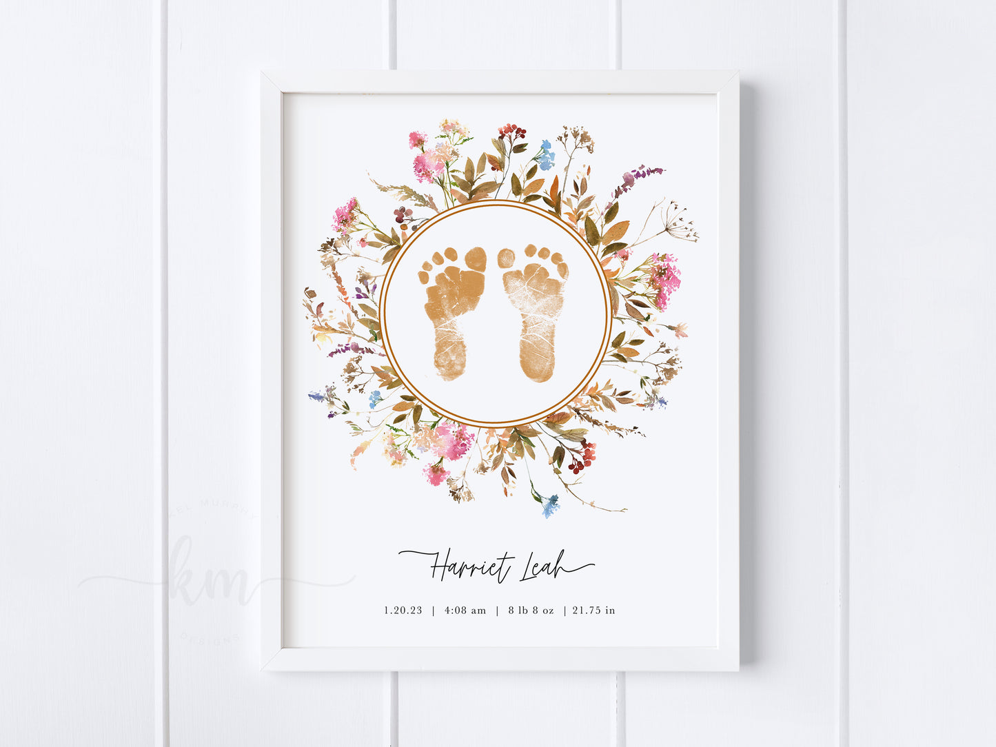 Personalized watercolor baby footprint keepsake for baby loss memorial or nursery