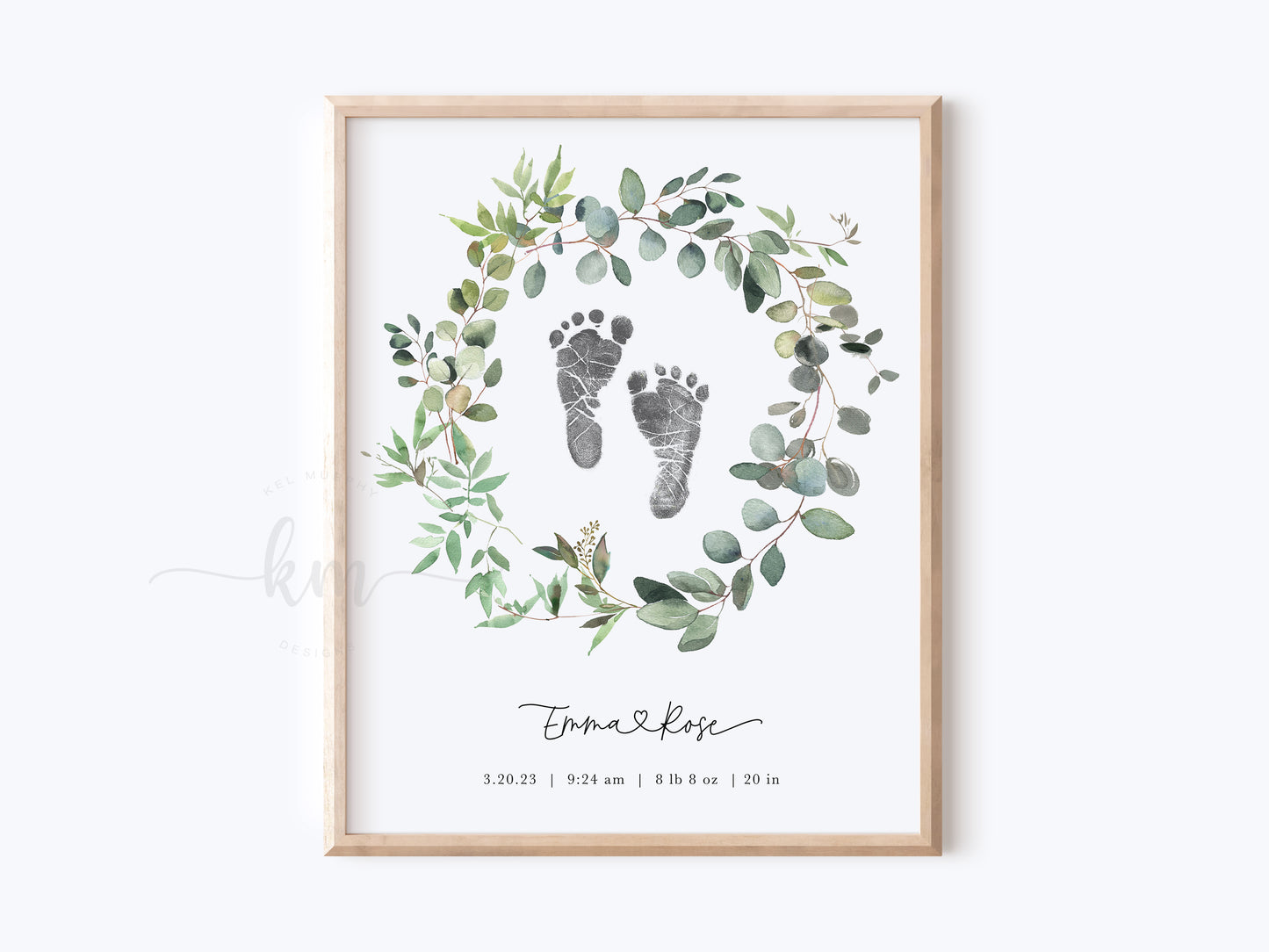 Eucalyptus footprint keepsake print – thoughtful gift for baby loss or new parents