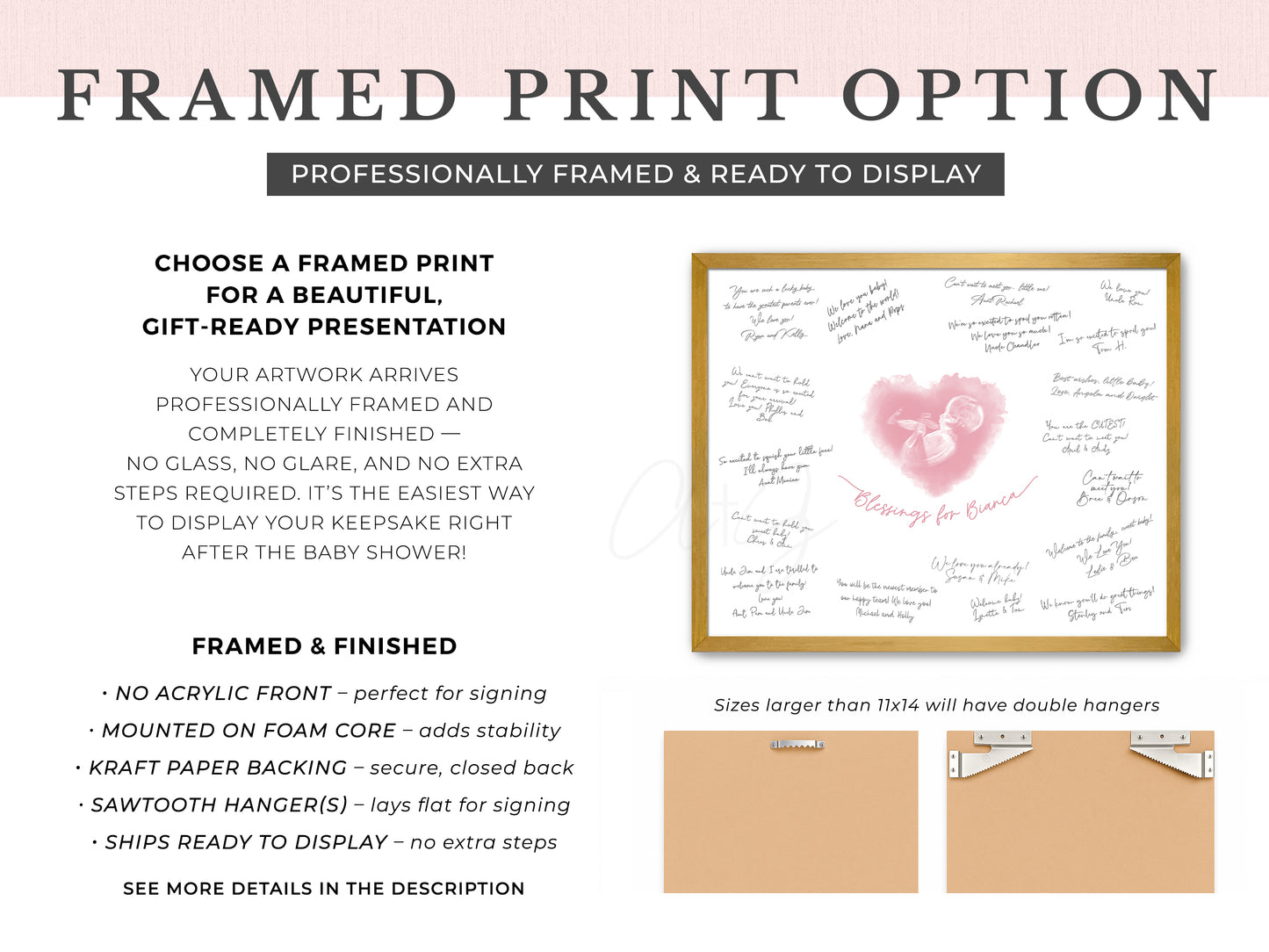 Baby Shower Guestbook Art with Purple Flower Watercolor Ultrasound