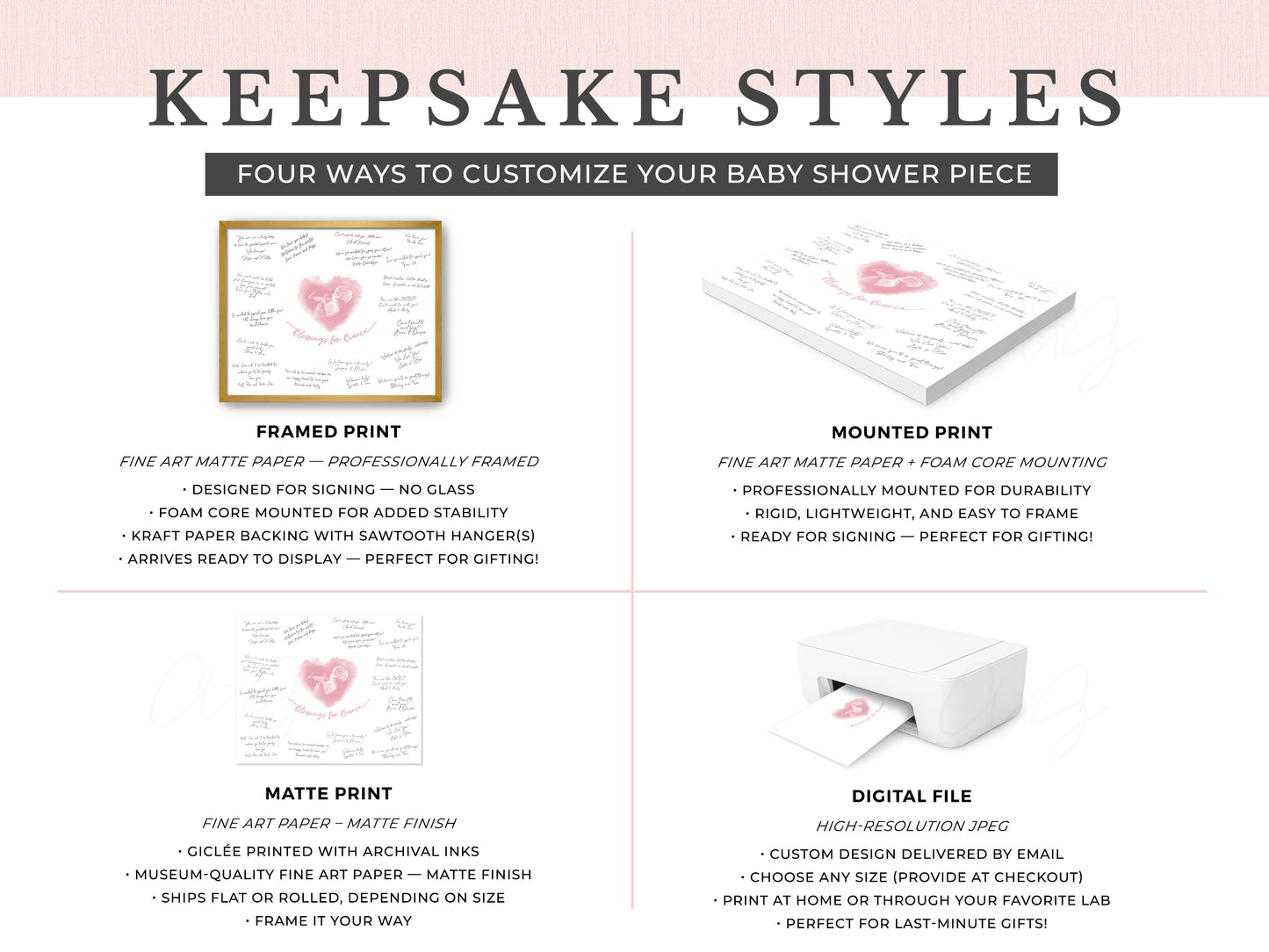 Baby Shower Guestbook Art with Splatter Heart Ultrasound