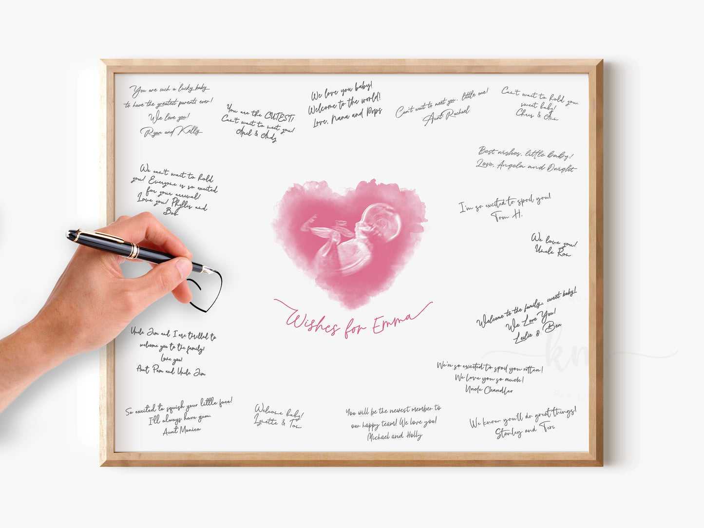 Baby Shower Guestbook Art with Heart Watercolor Ultrasound