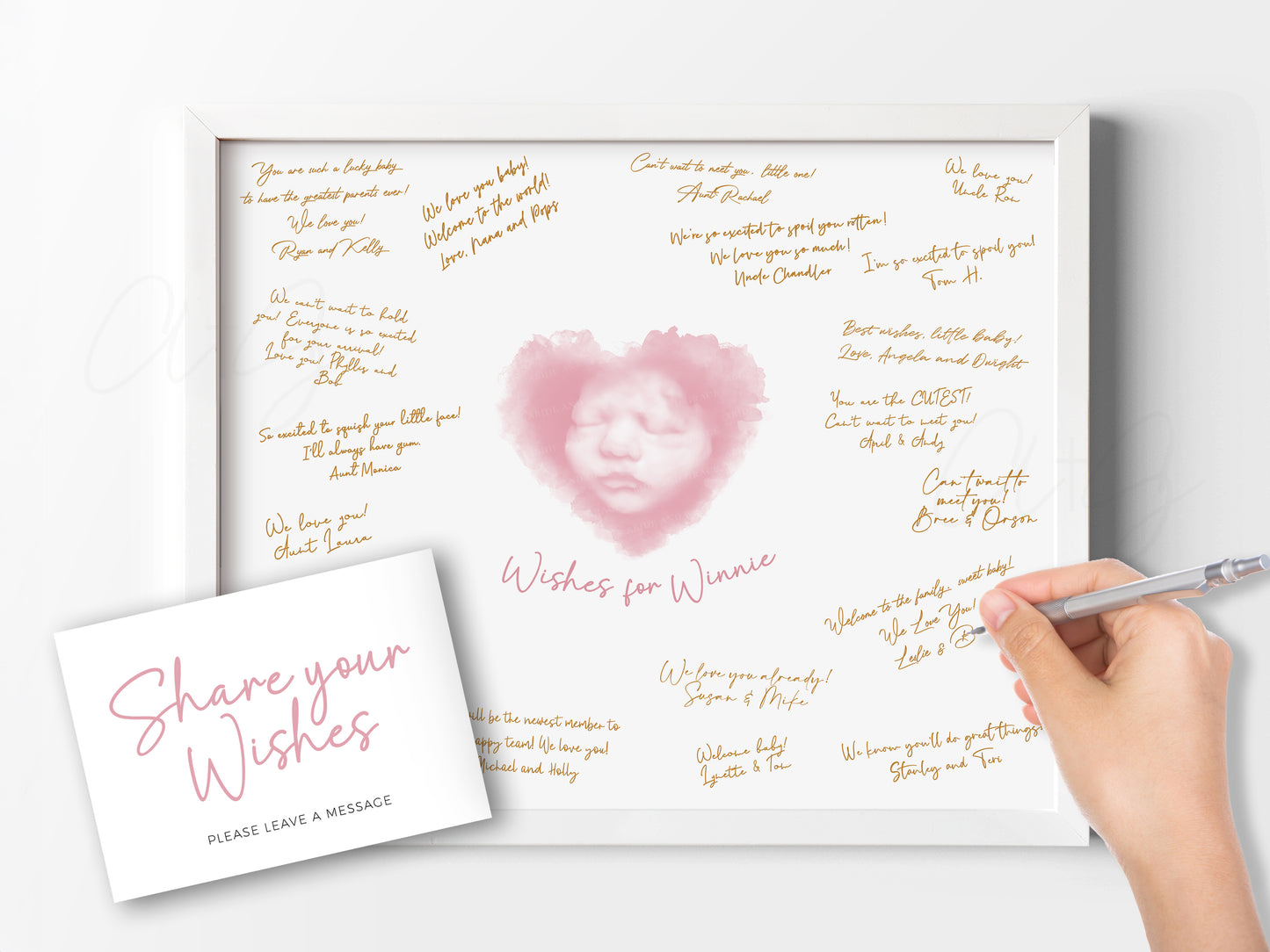 Baby Shower Guestbook Art with Heart Watercolor Ultrasound