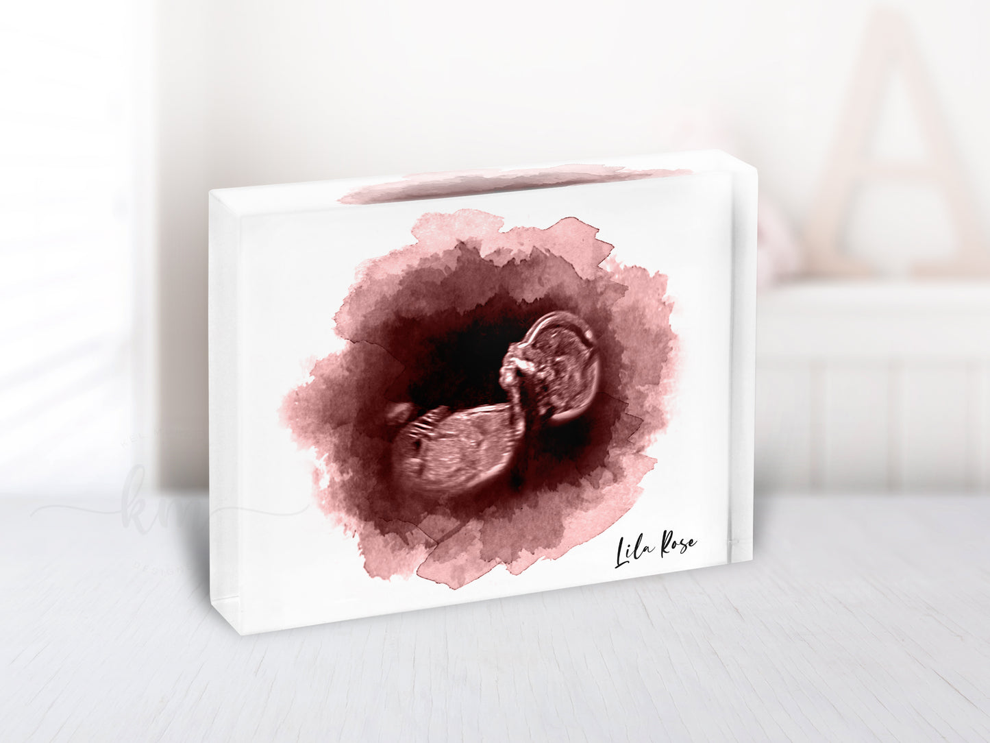 Oval ultrasound art for miscarriage, baby loss, or new mom gift