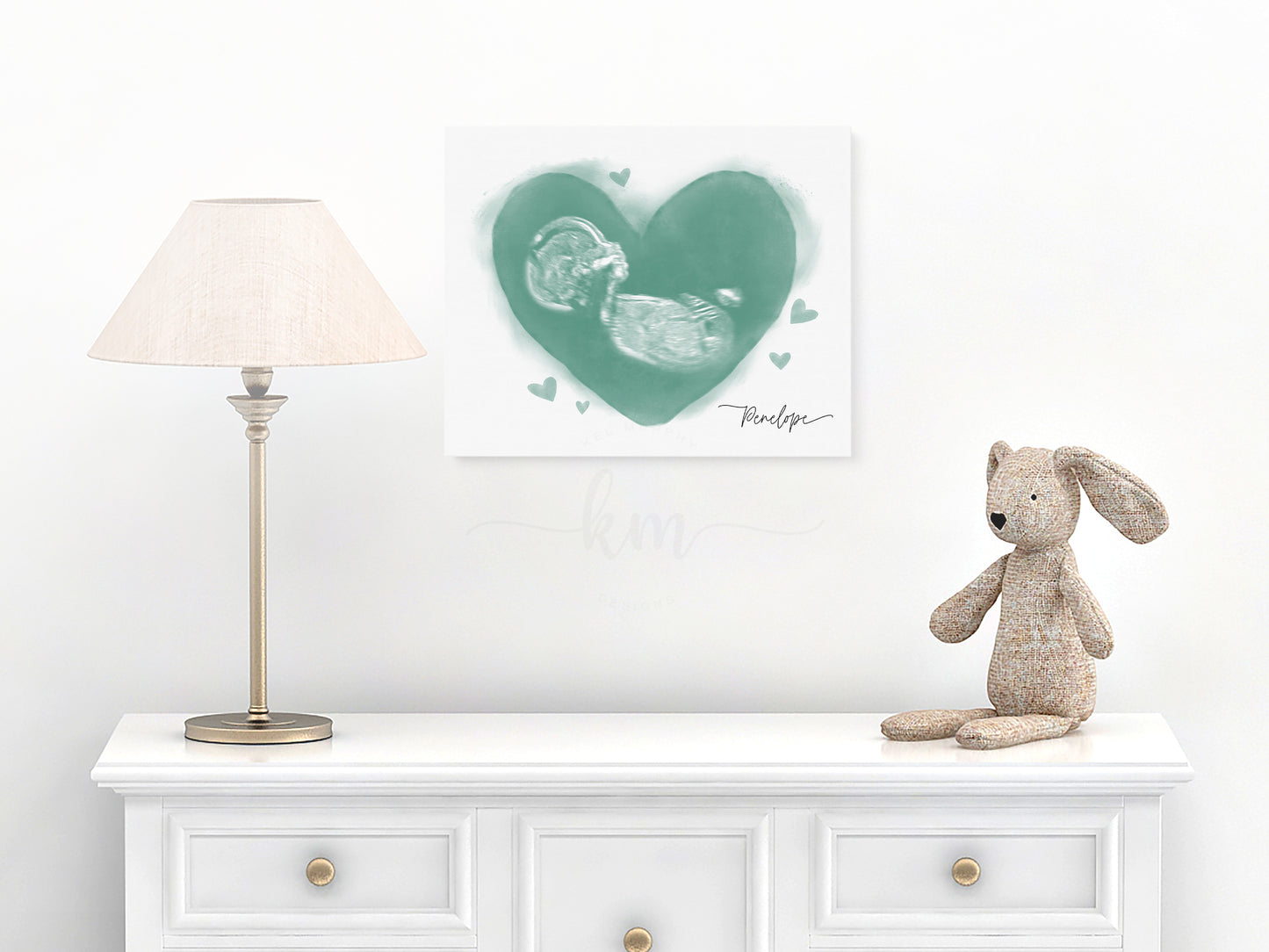 Hearts Watercolor Ultrasound Art