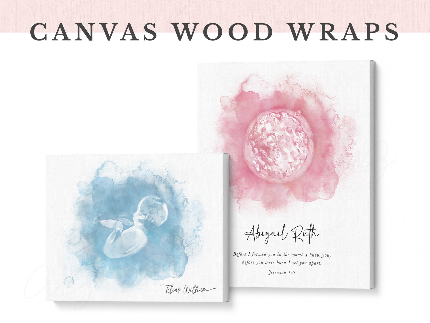 Heart Watercolor Ultrasound Art with Baby Heartbeat