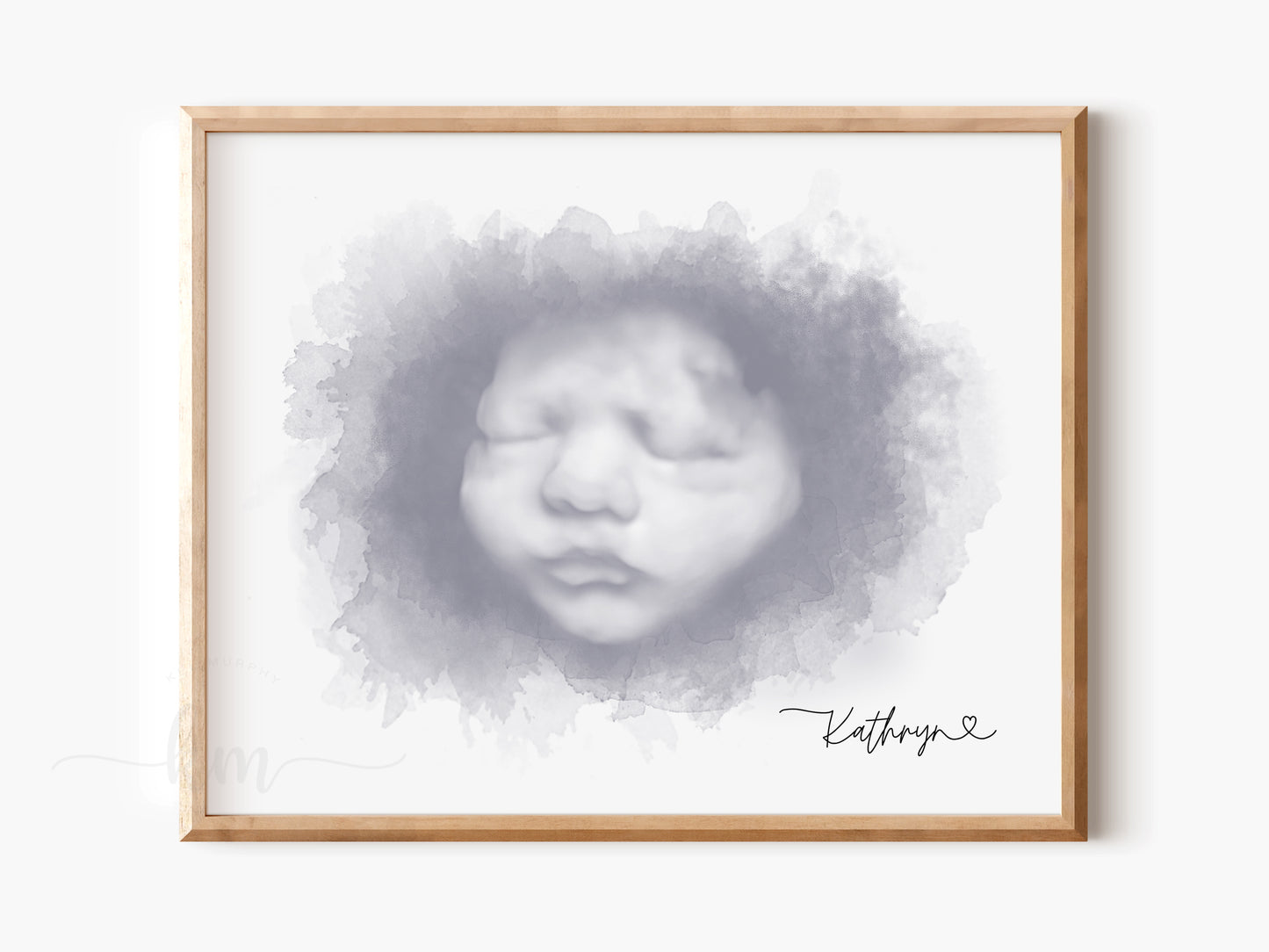 Custom ultrasound artwork with rectangle watercolor design