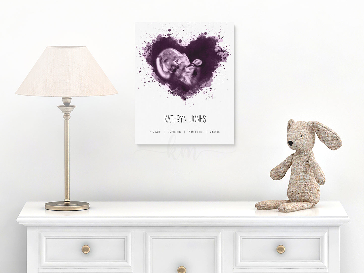 Baby loss memorial ultrasound artwork for grieving parents or families
