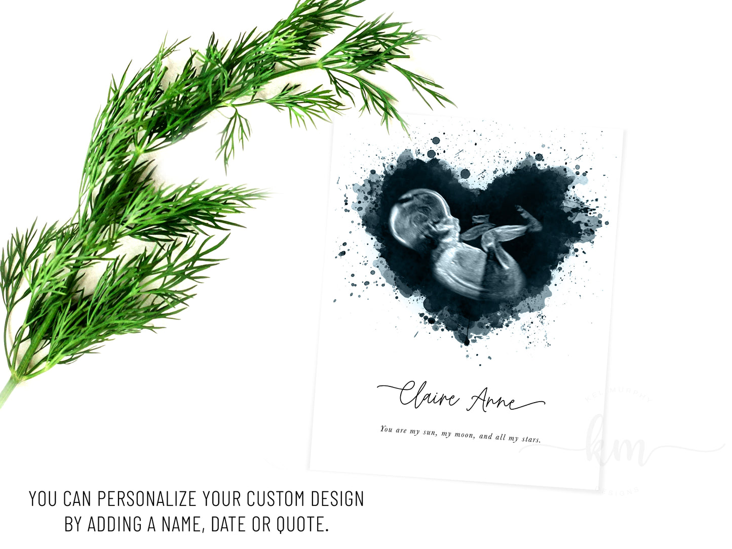 Memorial ultrasound art gift with personalized name and Bible verse option