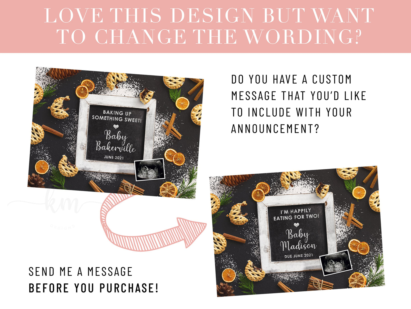 Digital Pregnancy Announcement Custom wording Social Media Idea