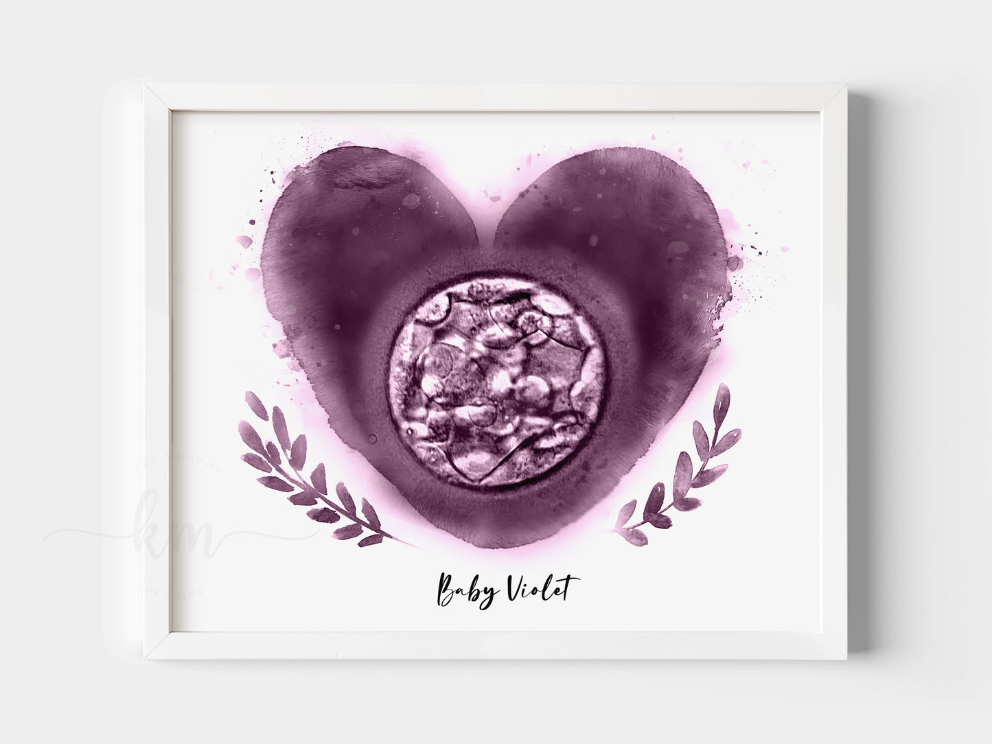 Personalized embryo keepsake with heart and branches for IVF or baby loss