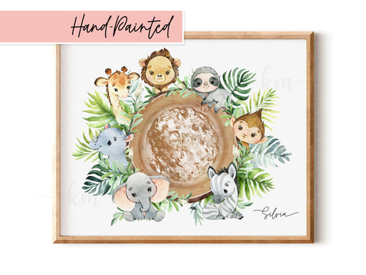 Safari embryo watercolor art – personalized IVF or baby loss keepsake