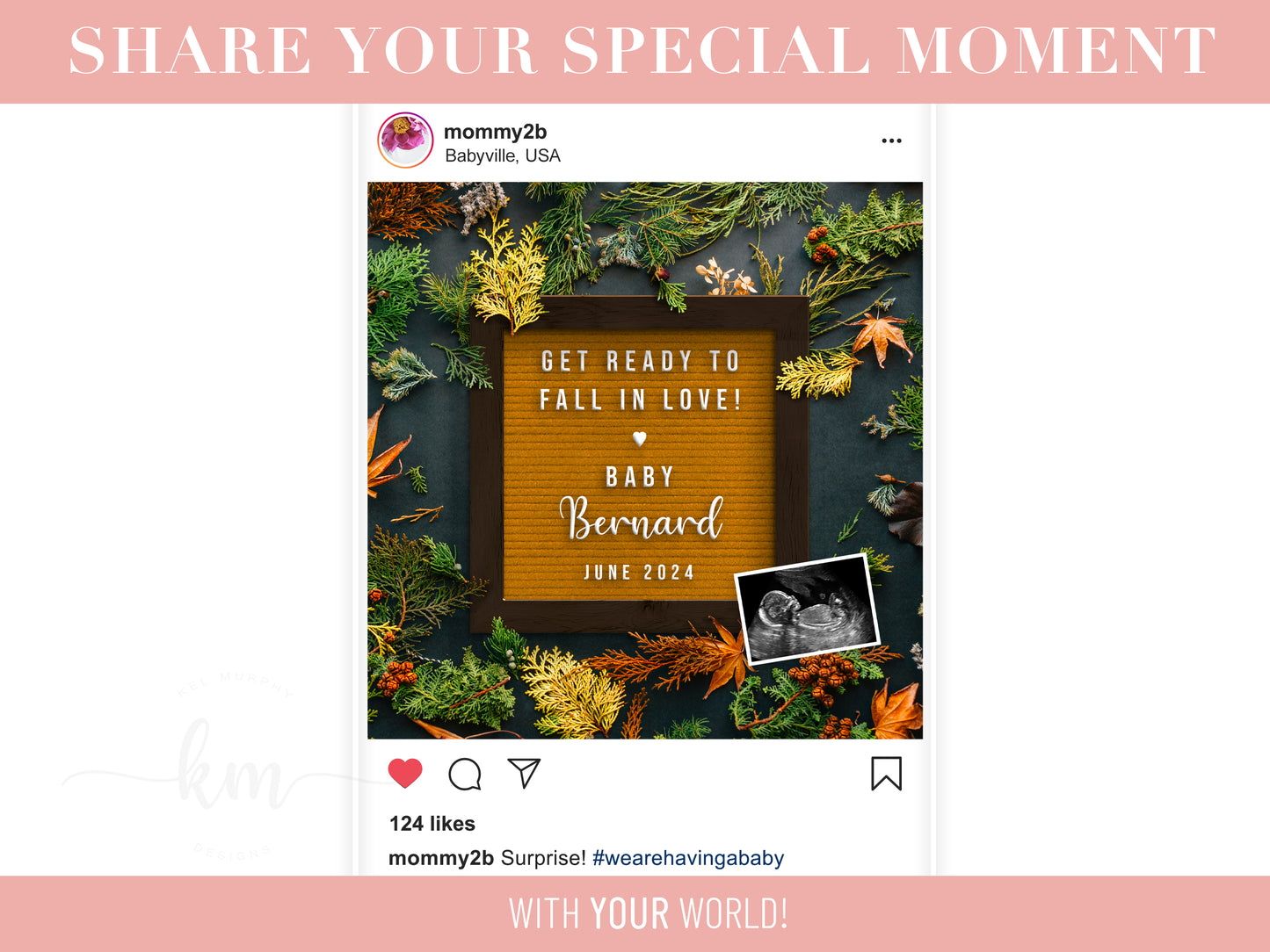 Fall Leaves Digital Pregnancy Announcement