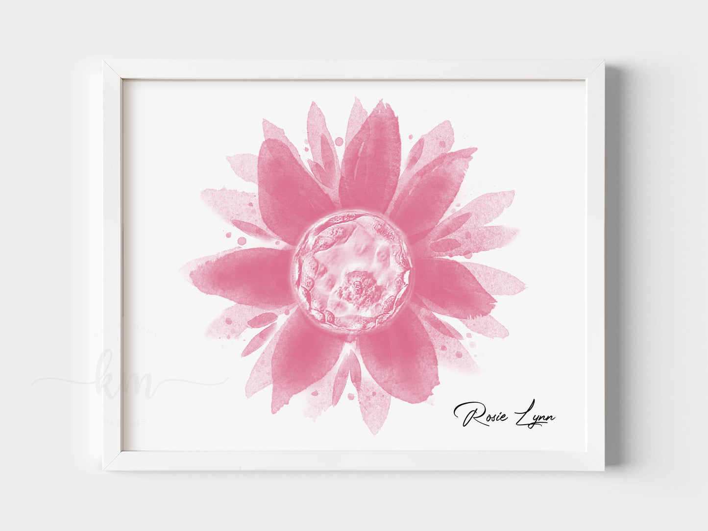 Watercolor flower embryo art for IVF or baby loss gift