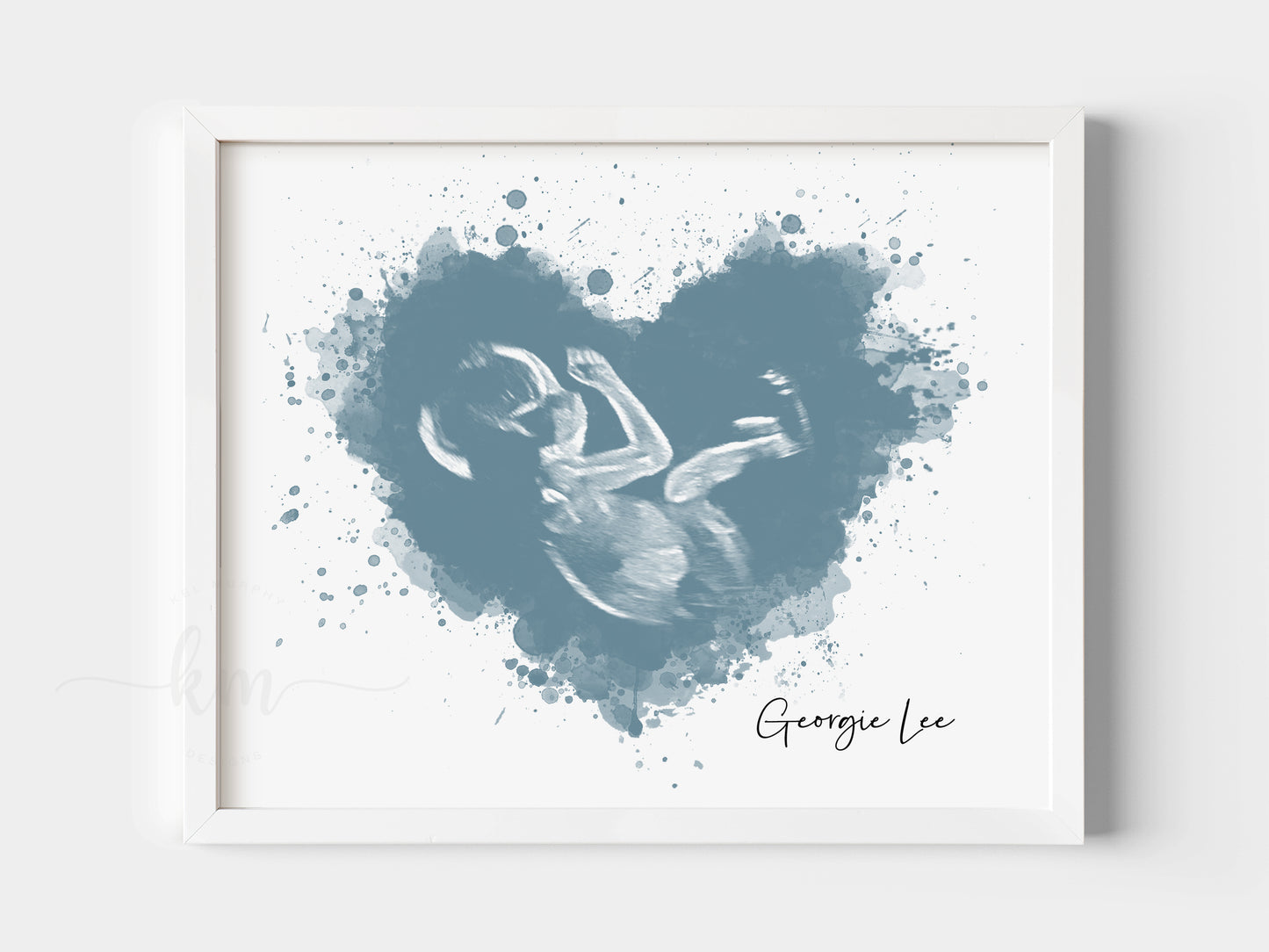 Splatter heart ultrasound artwork as miscarriage or pregnancy loss gift