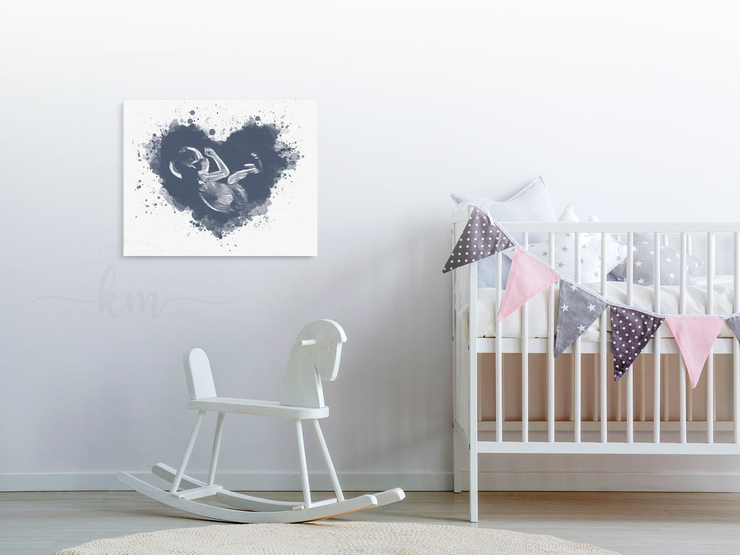 Baby loss and baby shower gift ultrasound art with customizable details