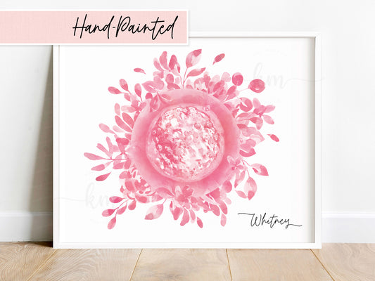 Hand-painted watercolor embryo art with floral wreath – a heartfelt IVF or baby loss keepsake