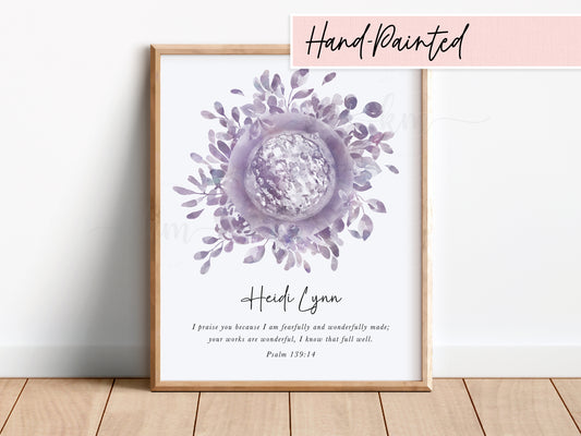 Hand-painted watercolor embryo art with floral wreath – a heartfelt IVF or baby loss keepsake