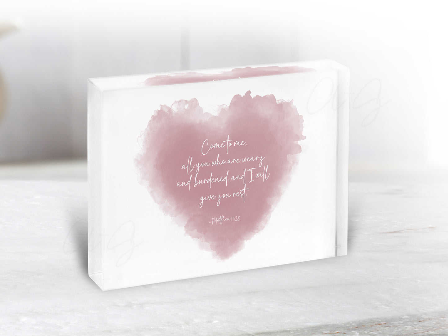 Watercolor Scripture heart art with Matthew 11:28 for baby loss or encouragement — “Come to me, all you who are weary and burdened, and I will give you rest.”