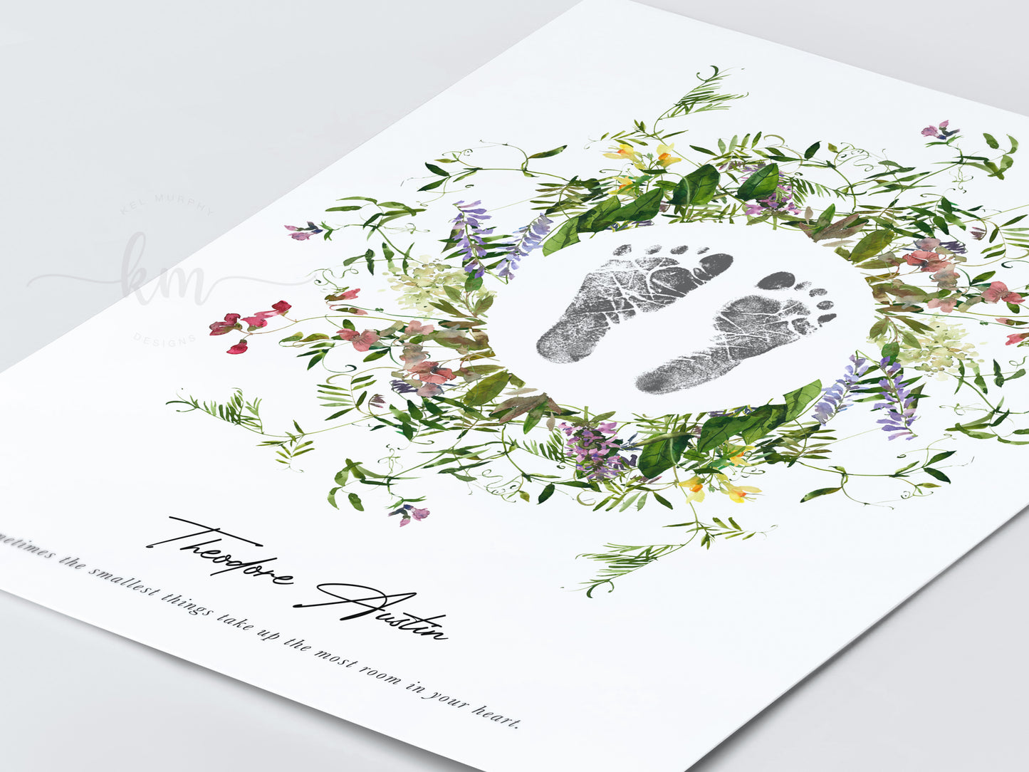 Custom baby footprint art with name – perfect gift for new parents