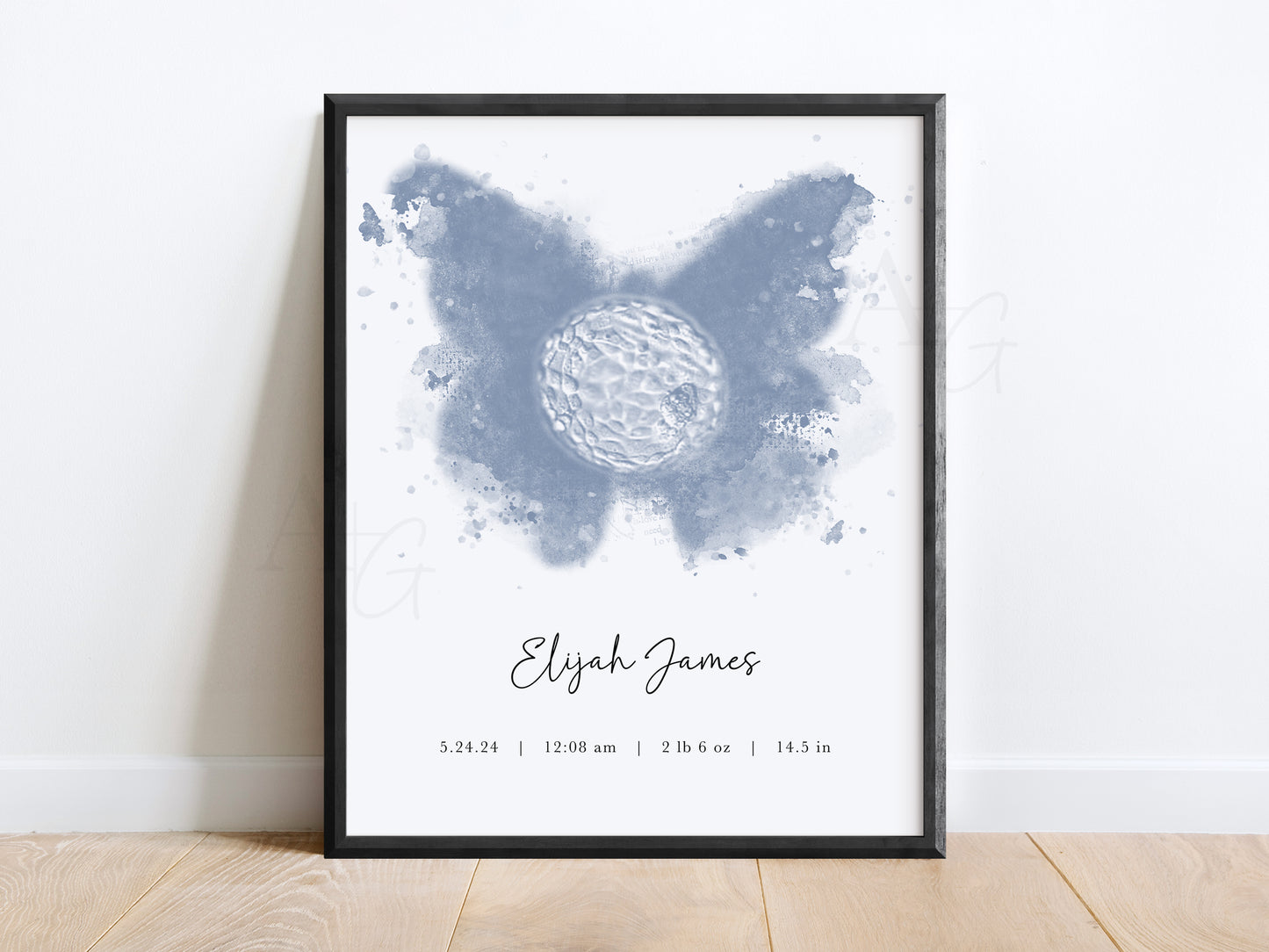 Personalized embryo keepsake print for miscarriage or infant loss