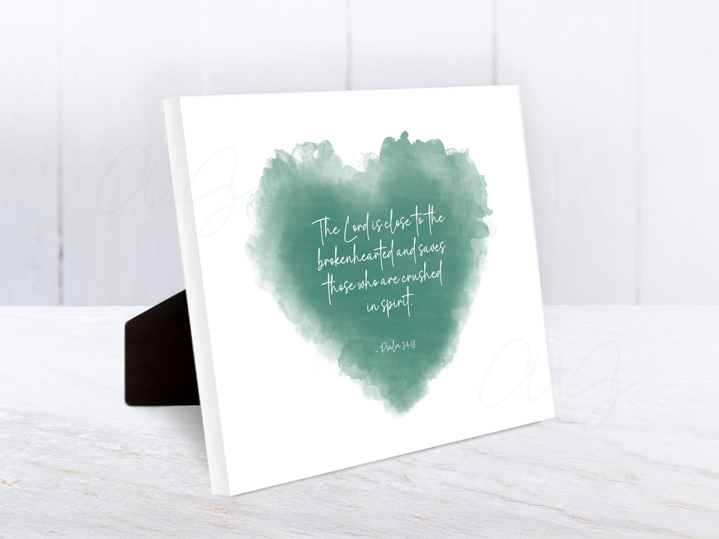 Psalm 34:18 watercolor heart artwork for memorial nursery decor