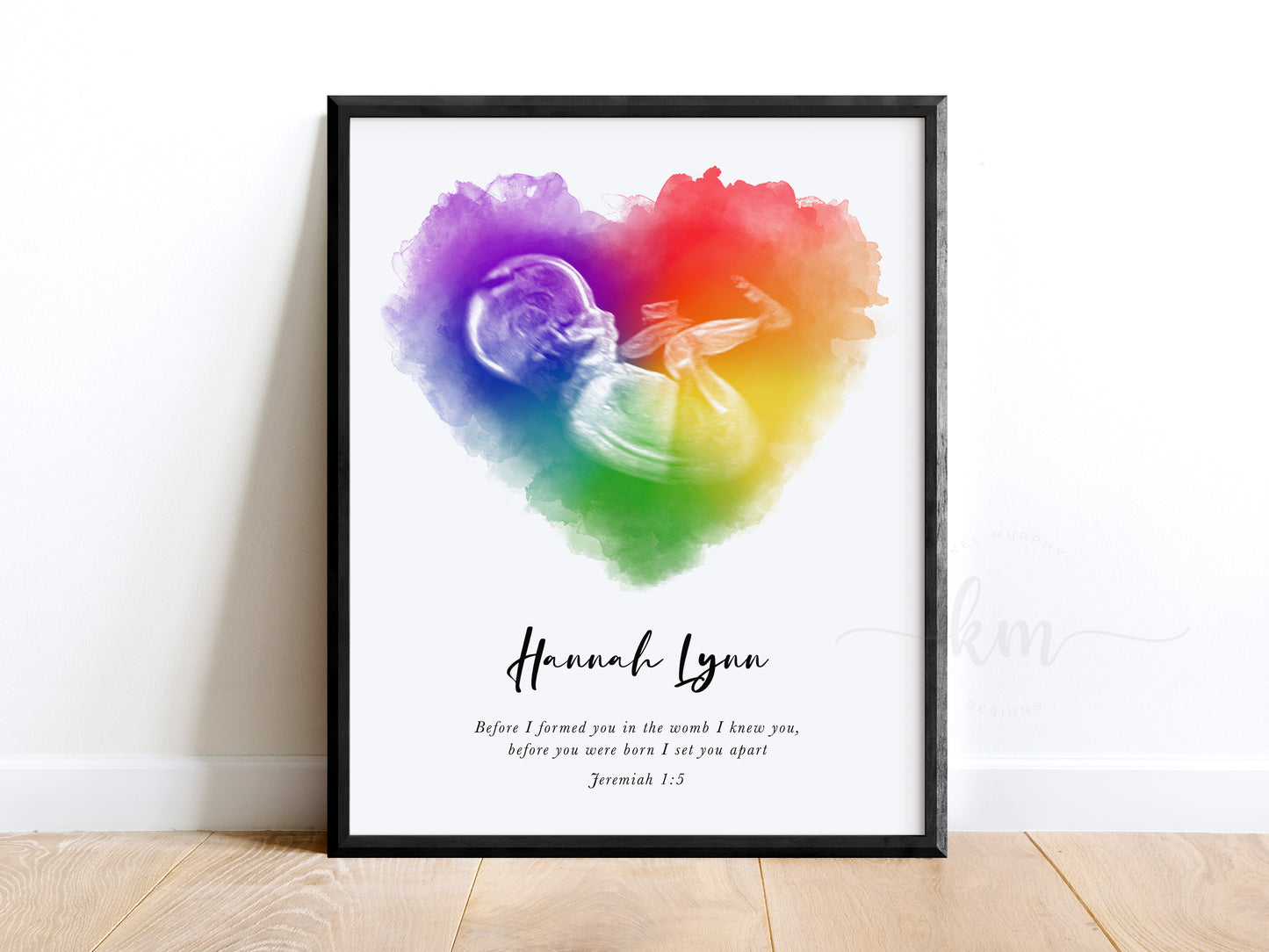 Personalized rainbow ultrasound keepsake for baby loss or baby shower