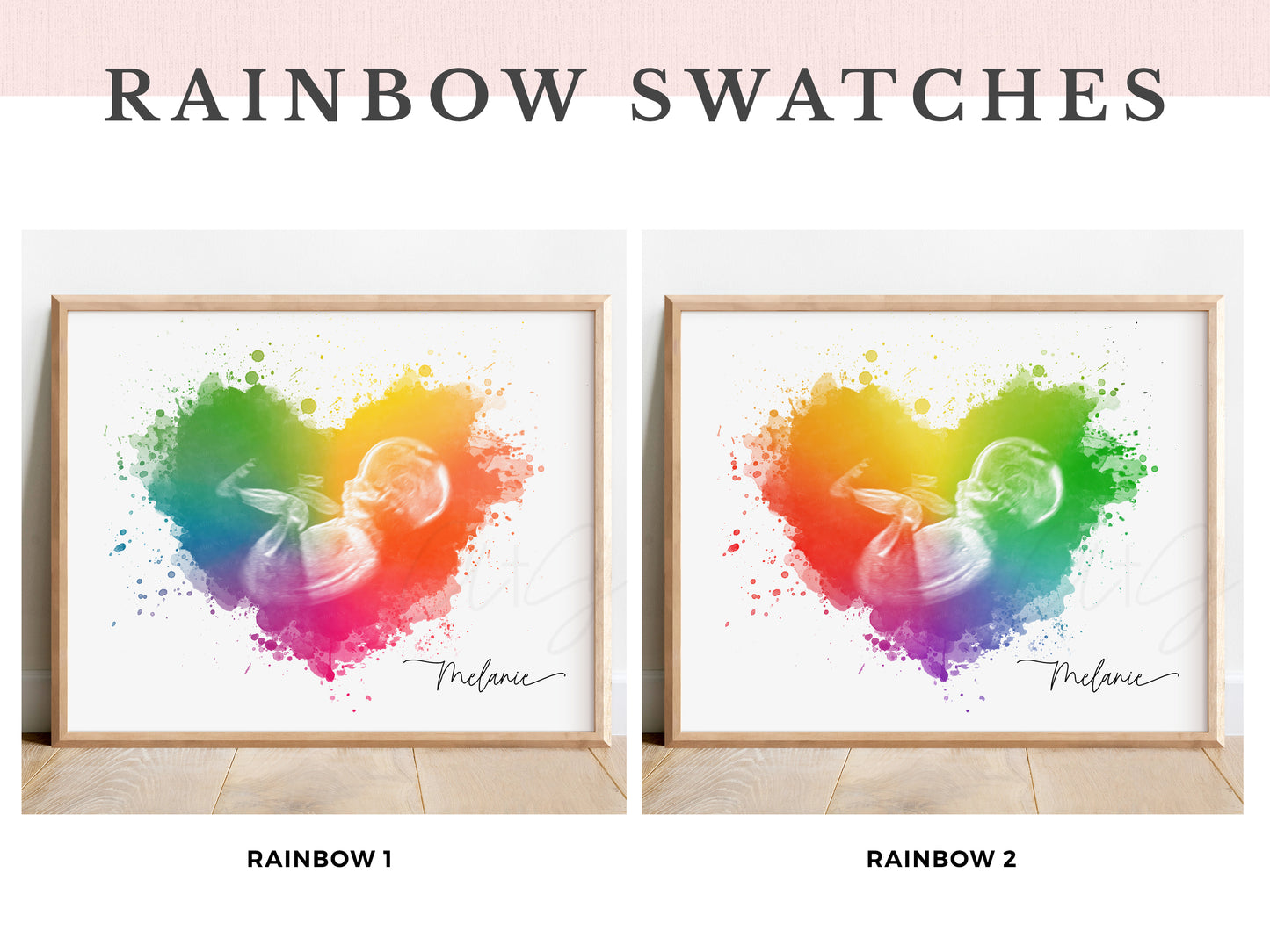 Rainbow Baby Circle Watercolor Ultrasound Art
