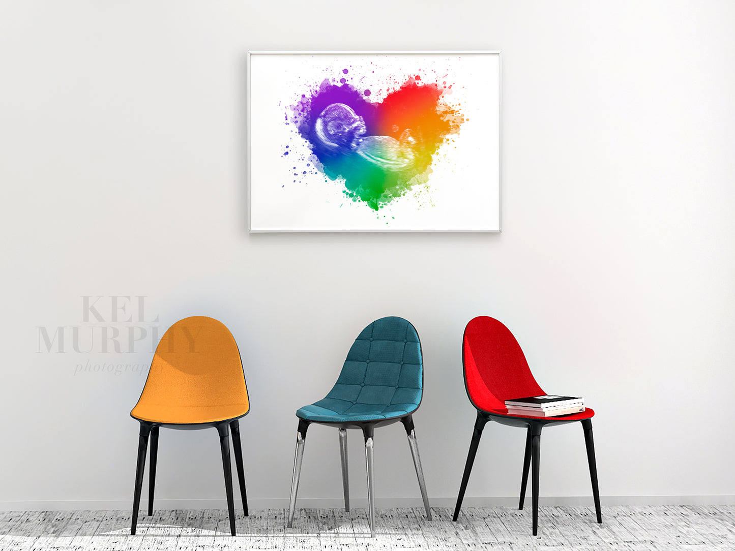 Heartfelt rainbow baby ultrasound art for miscarriage remembrance or shower gift