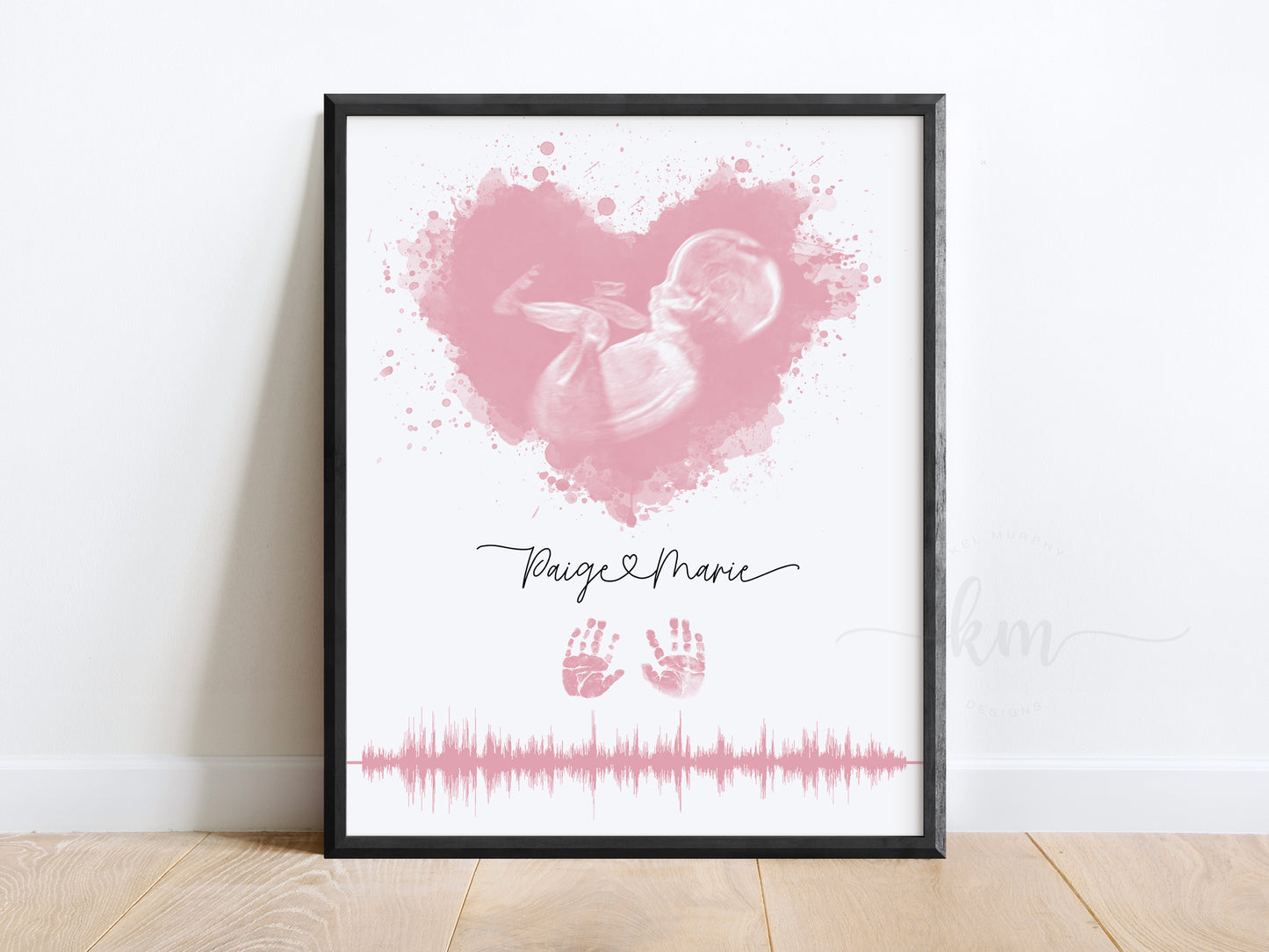 Ultrasound art print for pregnancy or infant loss with name and verse option