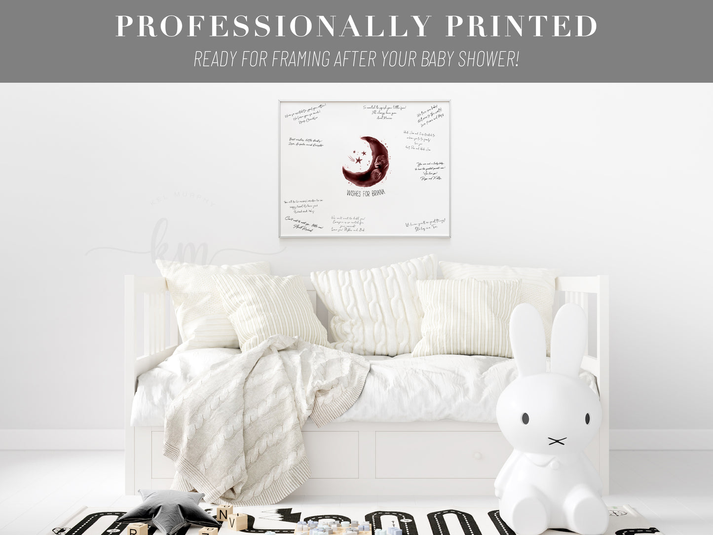 Baby Shower Guestbook Art with Moon Ultrasound
