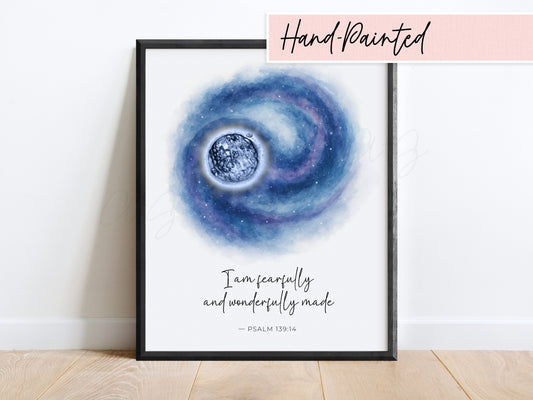 Hand-painted galaxy embryo art for IVF baby or baby loss memorial