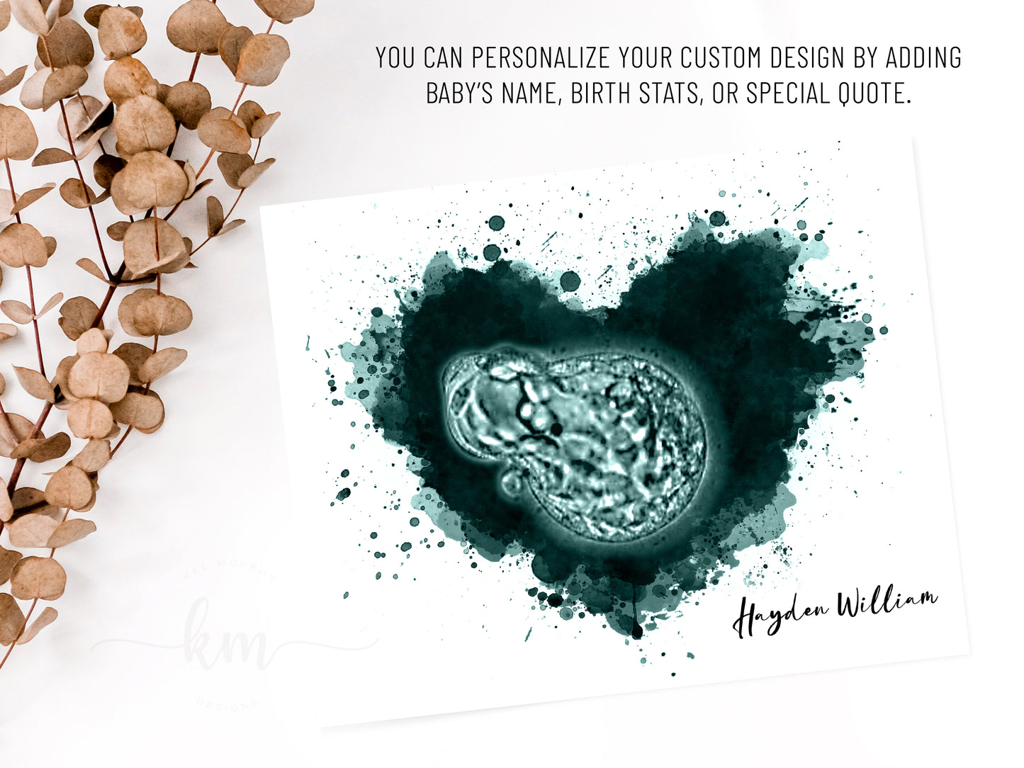 Custom splatter heart artwork for honoring pregnancy loss or fertility journey