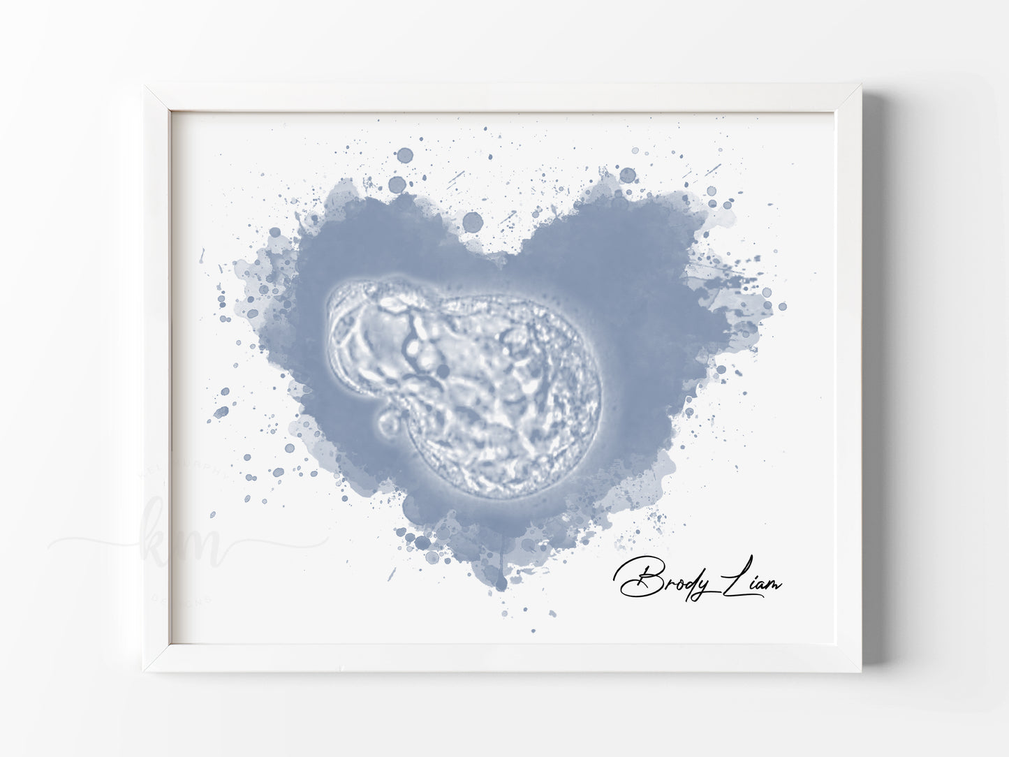 Personalized splatter heart embryo keepsake for fertility journey or memorial