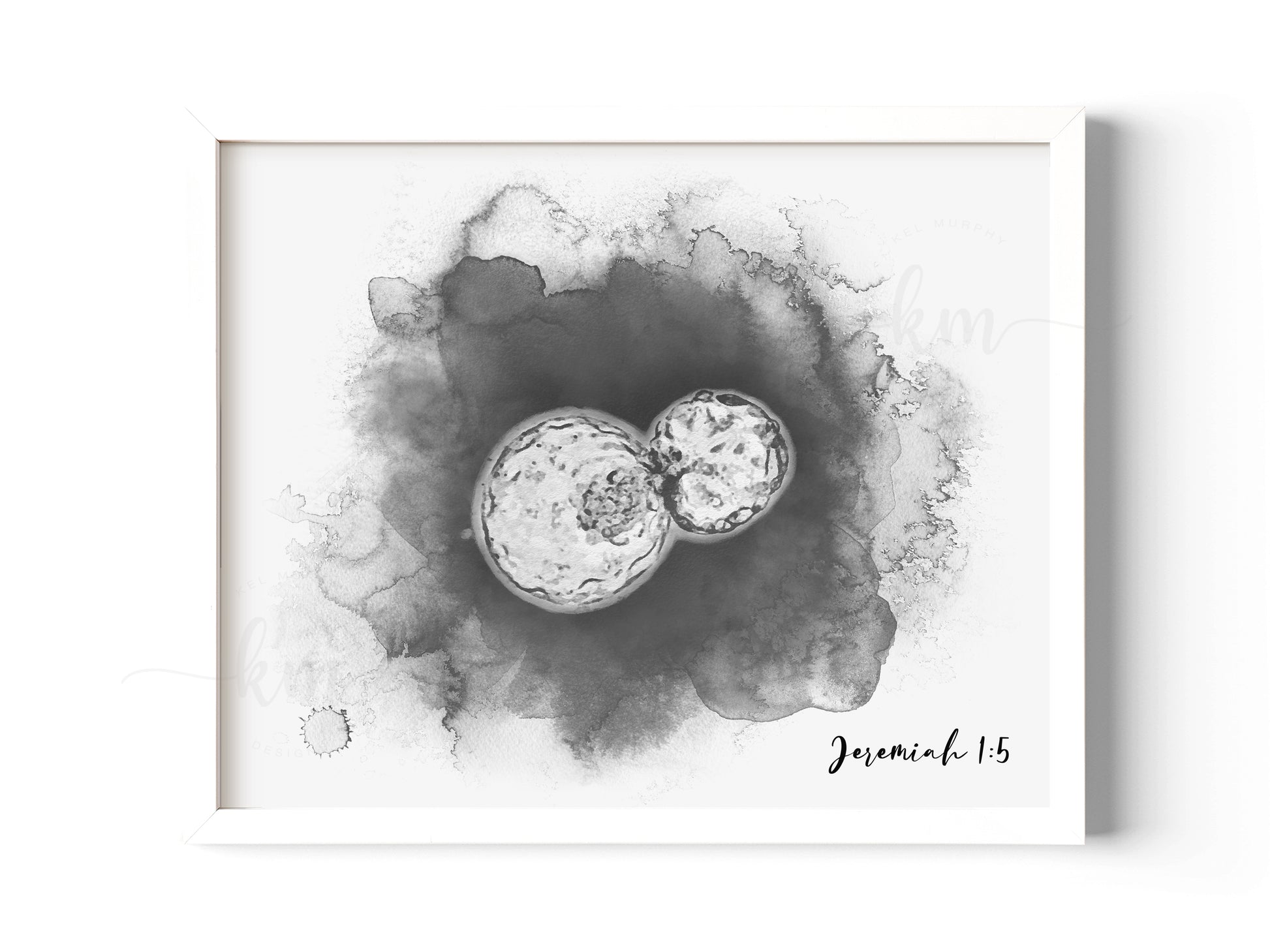 Embryo keepsake art with one embryo – personalized with name, date, or verse