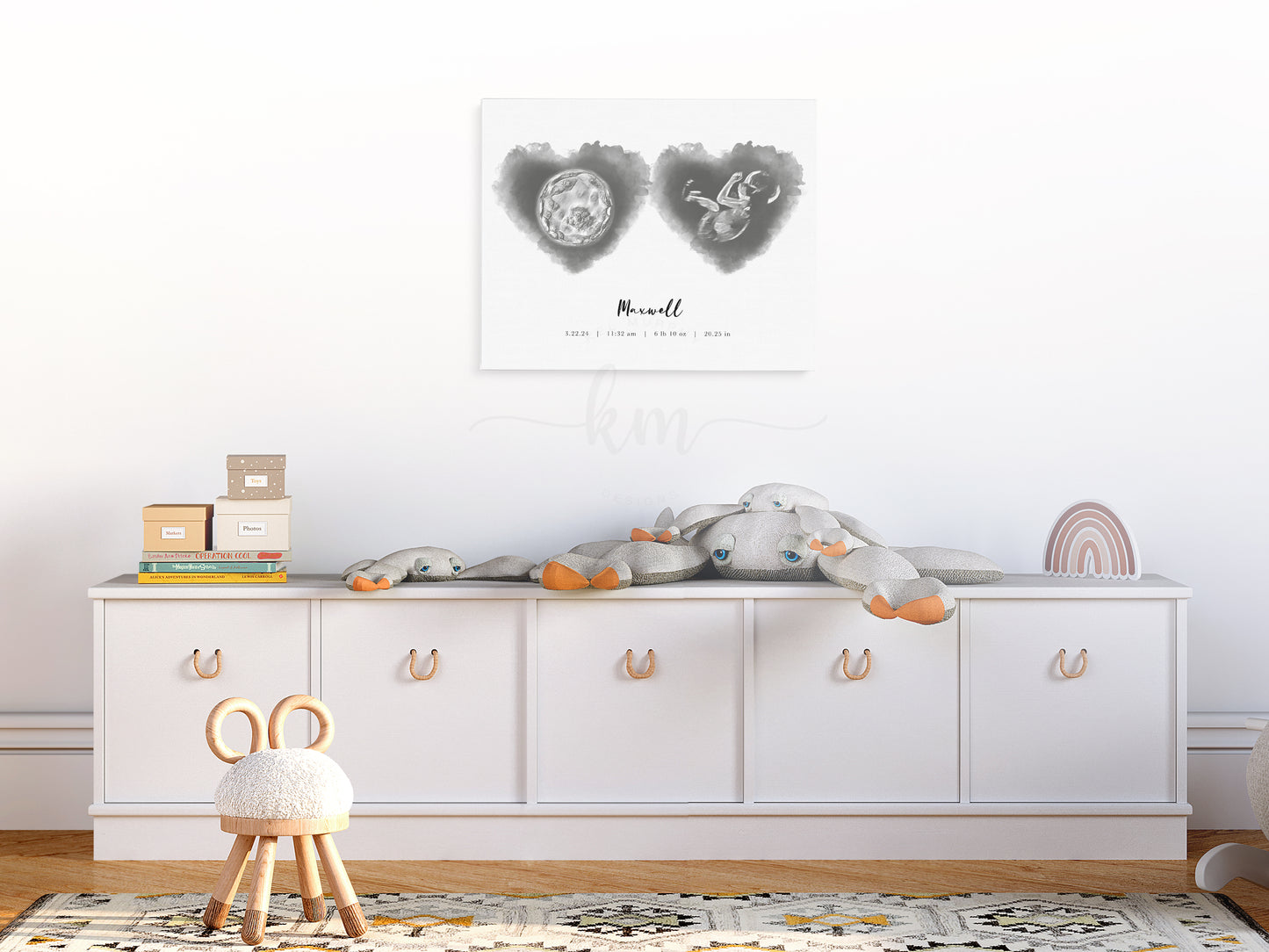 Watercolor IVF keepsake featuring ultrasound and embryo for meaningful gift