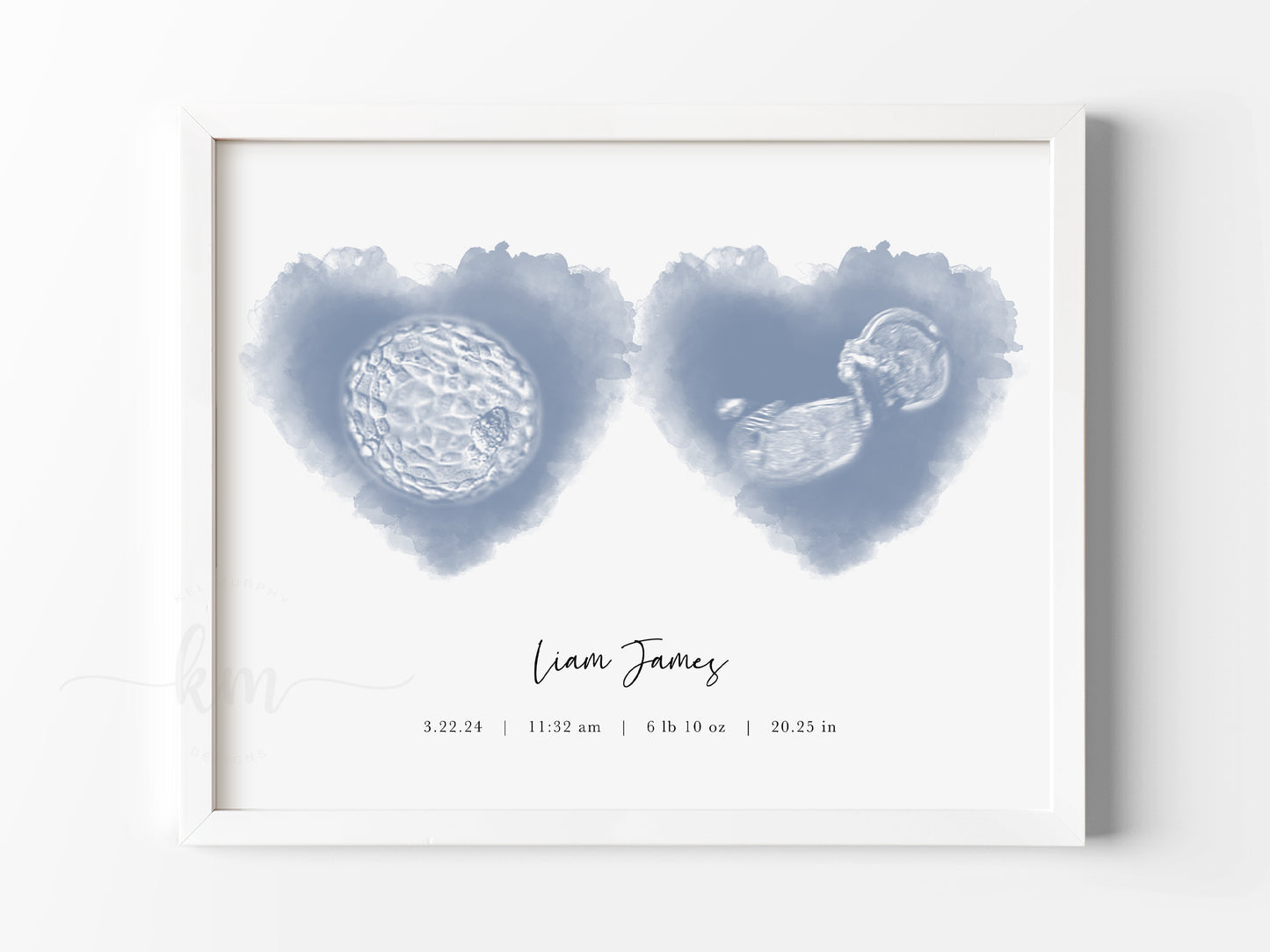Personalized IVF embryo and ultrasound keepsake for baby shower or memorial