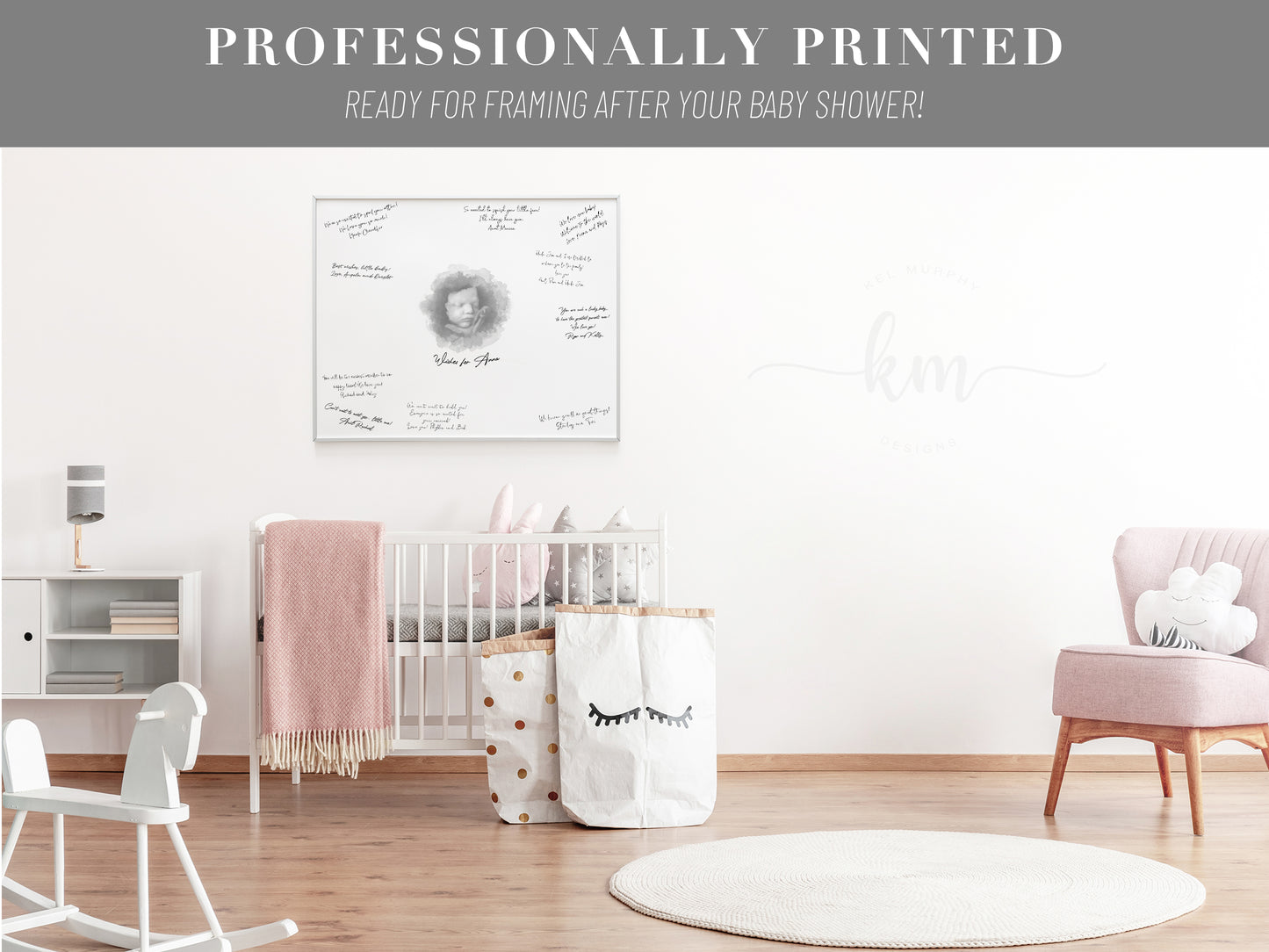 Baby Shower Guestbook Art with Watercolor Ultrasound