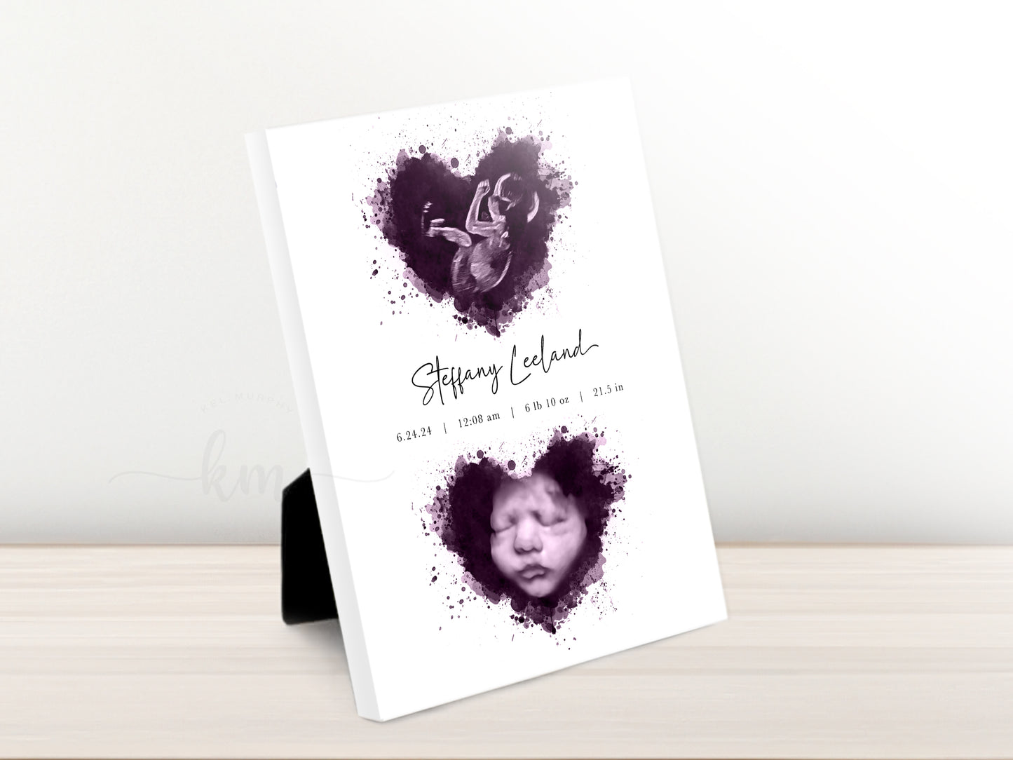 Two Splatter Hearts Ultrasound Art (Vertical)