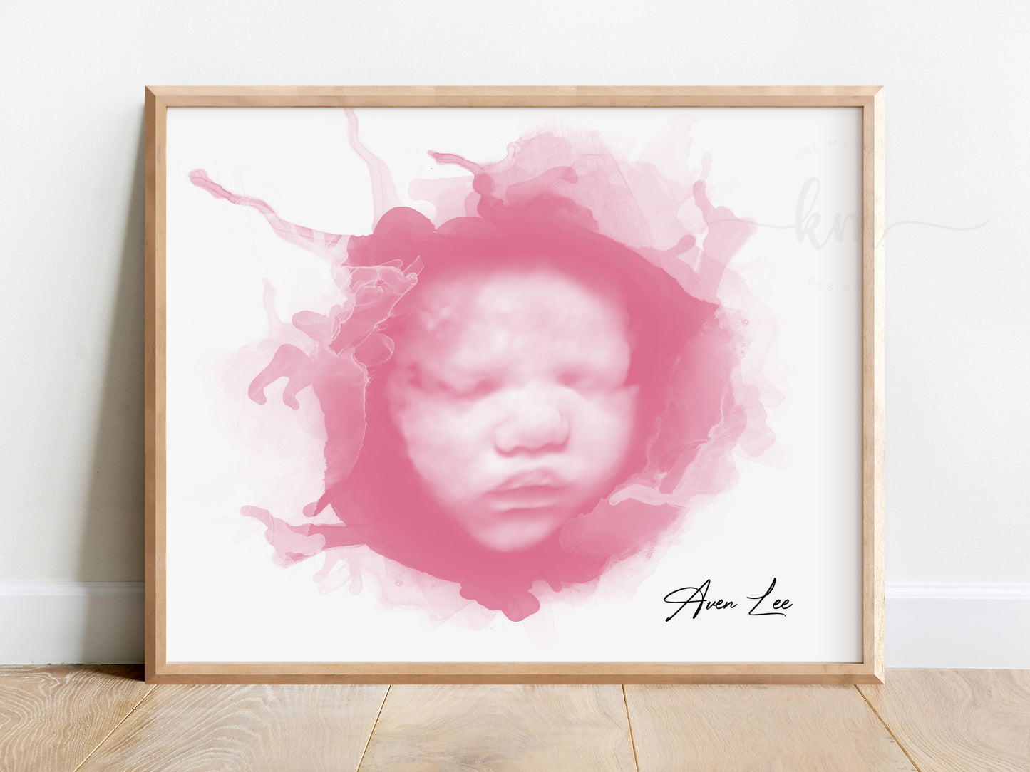 Alcohol ink 3D ultrasound art for baby loss or baby shower keepsake
