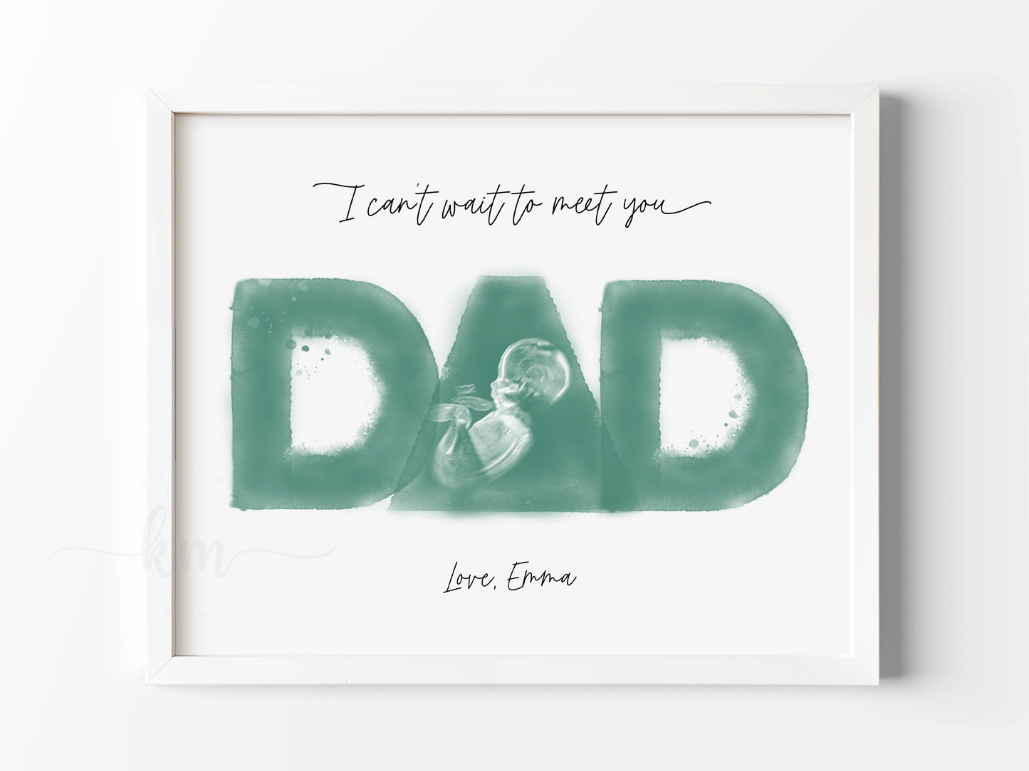 Hand-painted dad ultrasound artwork with name or special message