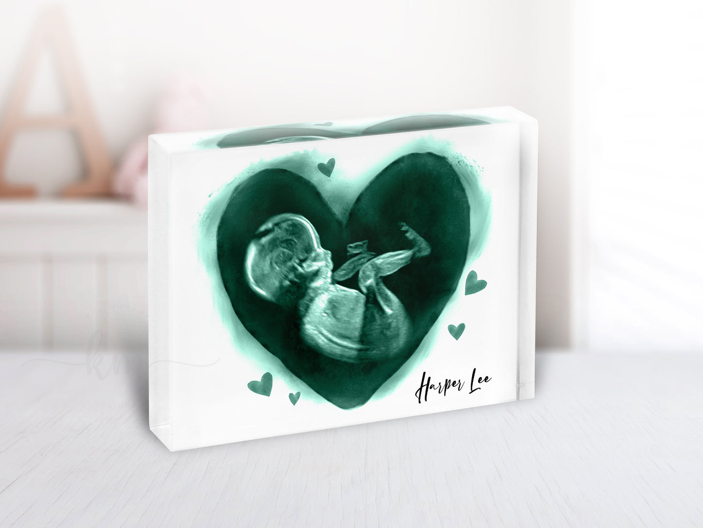 Ultrasound art with hearts for pregnancy or infant loss