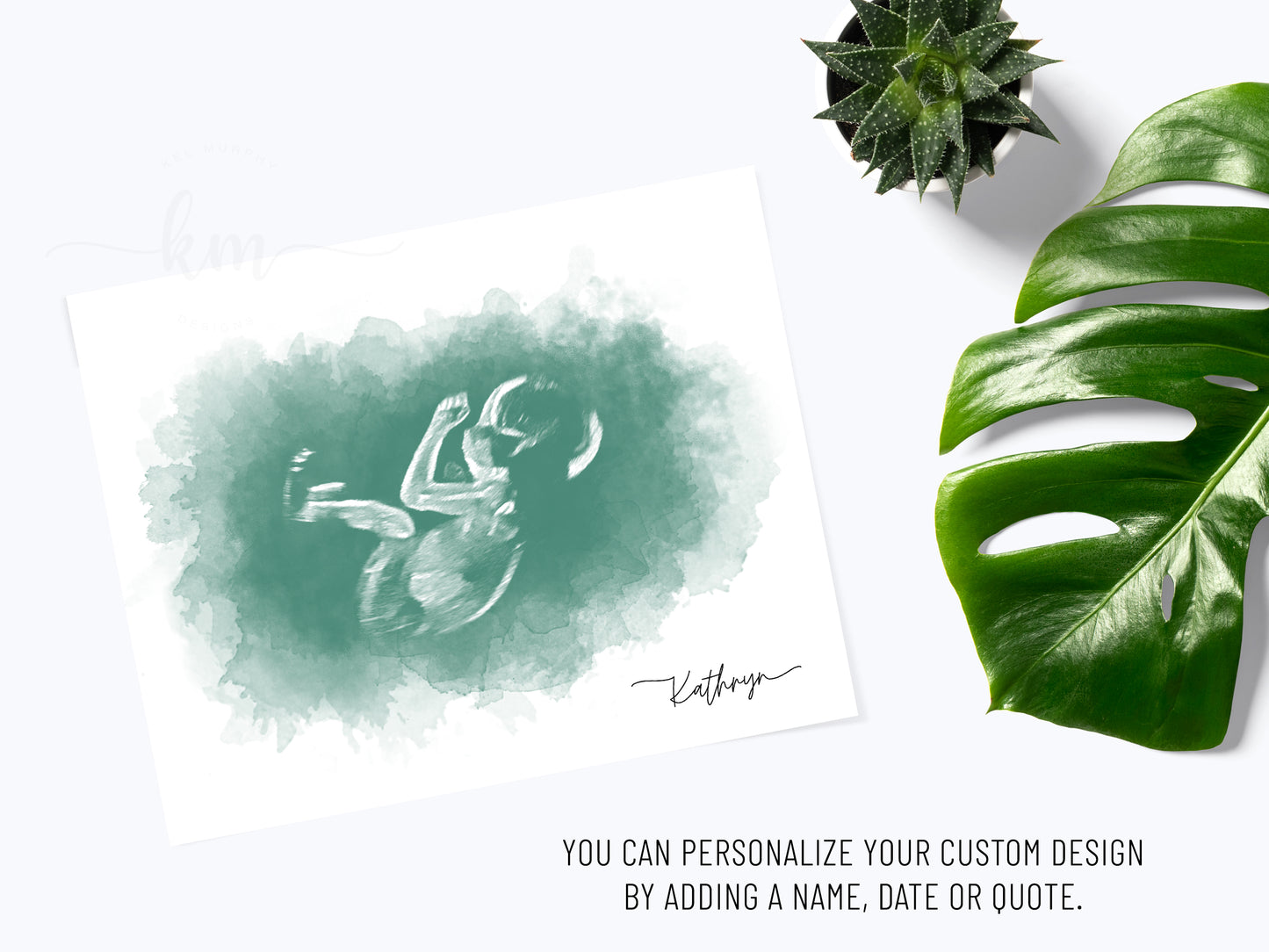 Rectangle ultrasound art for miscarriage, baby loss, or new mom gift