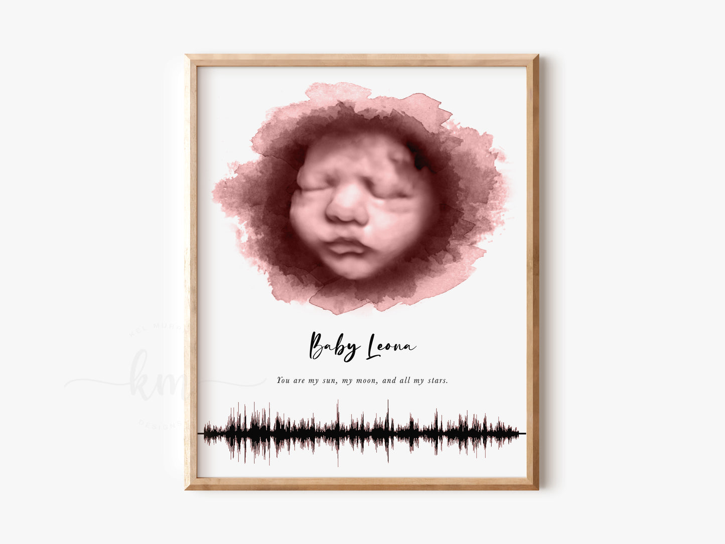 Personalized ultrasound artwork with heartbeat line – custom gift for new moms or loss parents