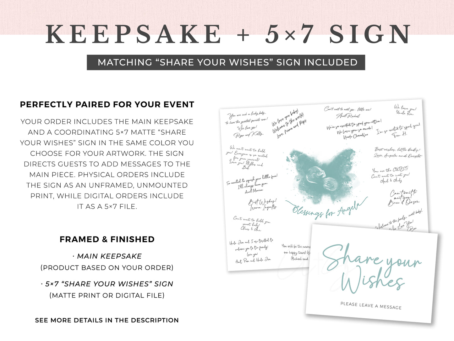 Baby Shower Guestbook Art with Butterfly Watercolor Ultrasound