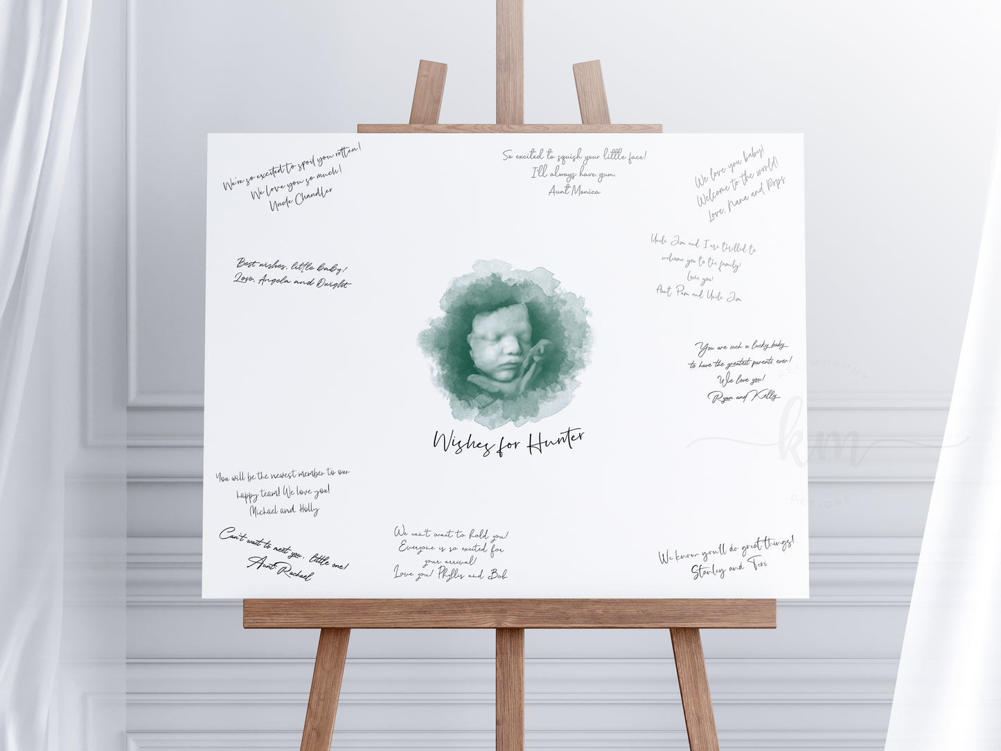 Baby Shower Guestbook Art with Watercolor Ultrasound