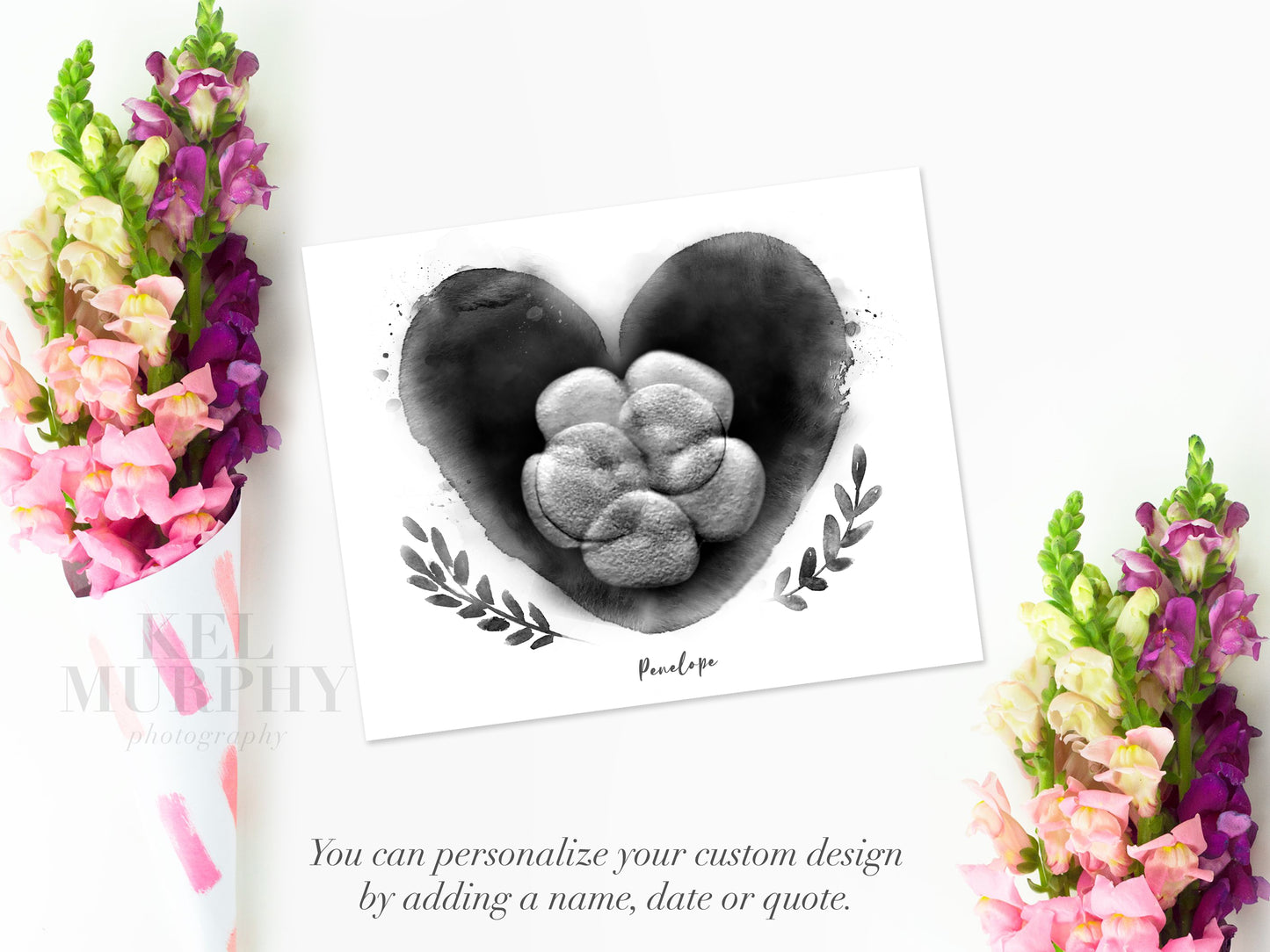 Heart embryo keepsake for miscarriage, rainbow baby, or fertility gift