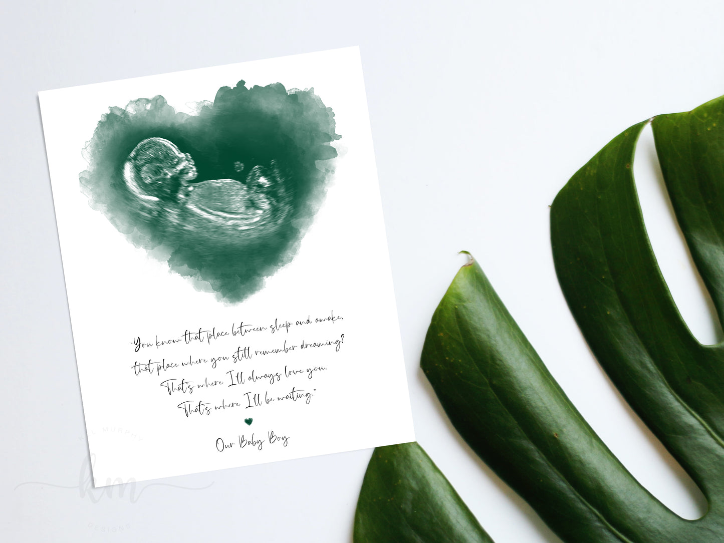 Baby memorial ultrasound art with name and special message option